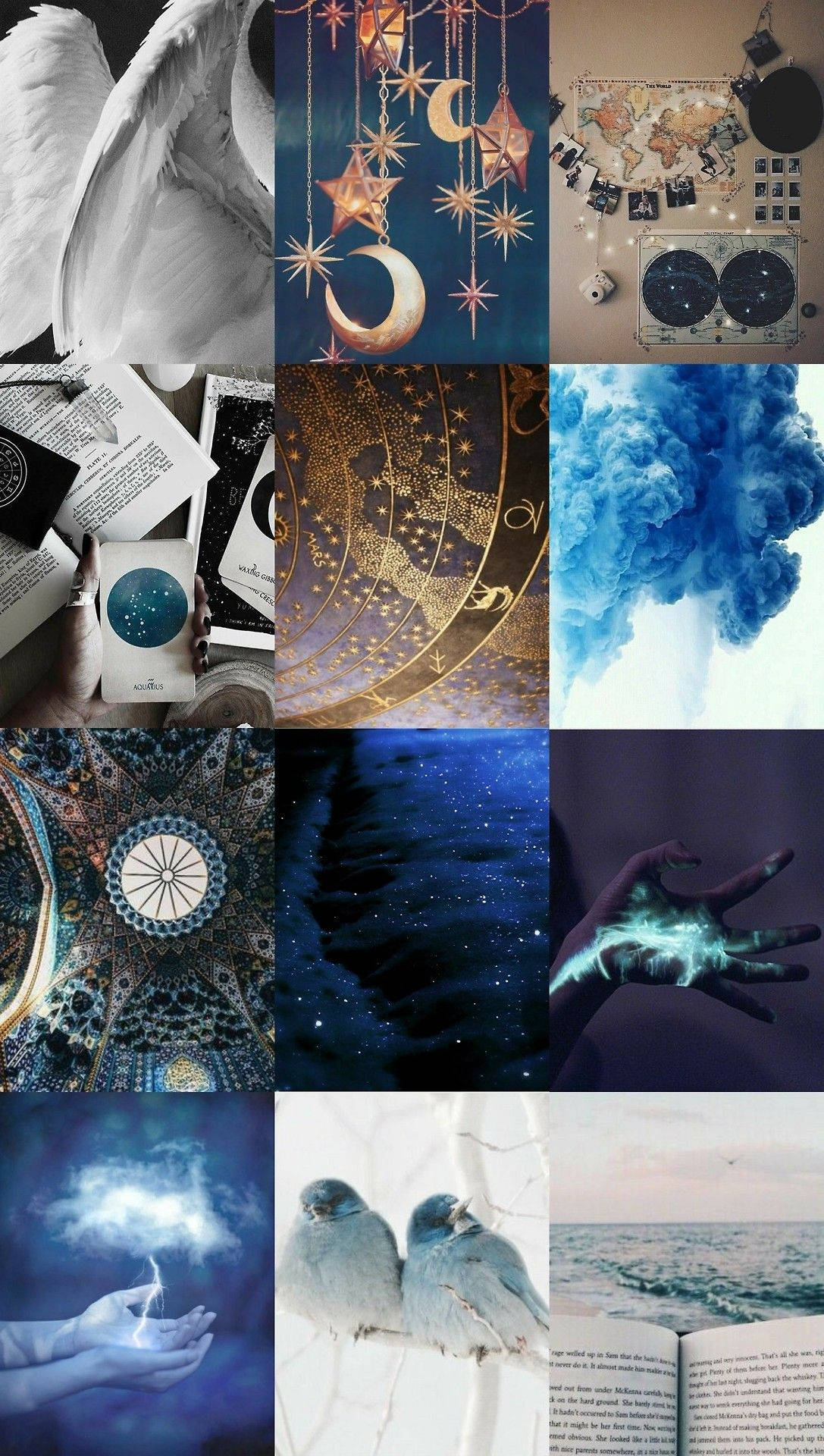 Asul at Puting Witchy Aesthetic Wallpaper
