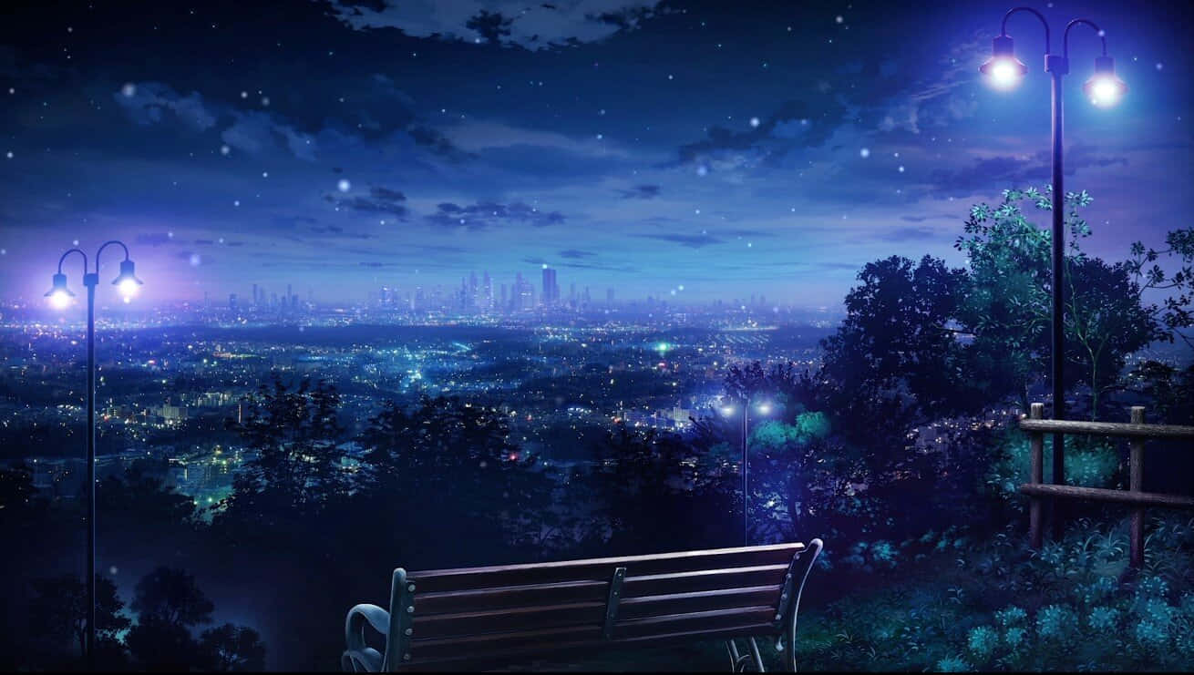 Asul na Anime Japanese Anime Landscape Wallpaper