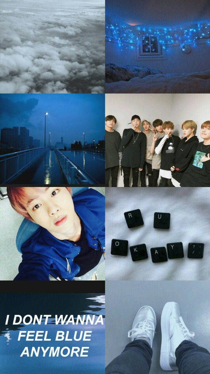 Asul na BTS Aesthetic Jin Wallpaper