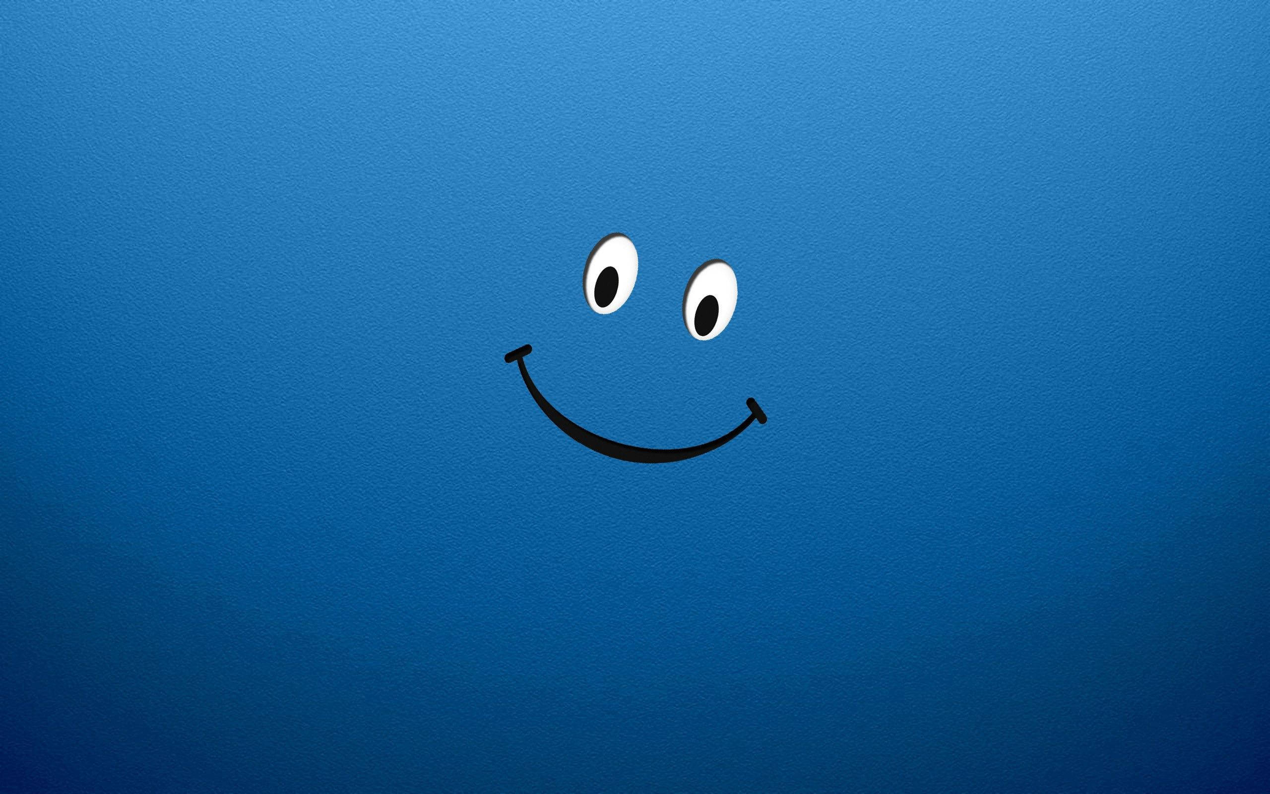 Asul na Cartoon Smiley Face Wallpaper