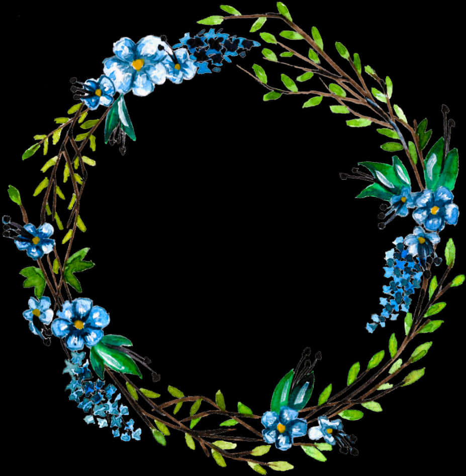 Asul na Floral na Koronang Ilustrasyon Wallpaper
