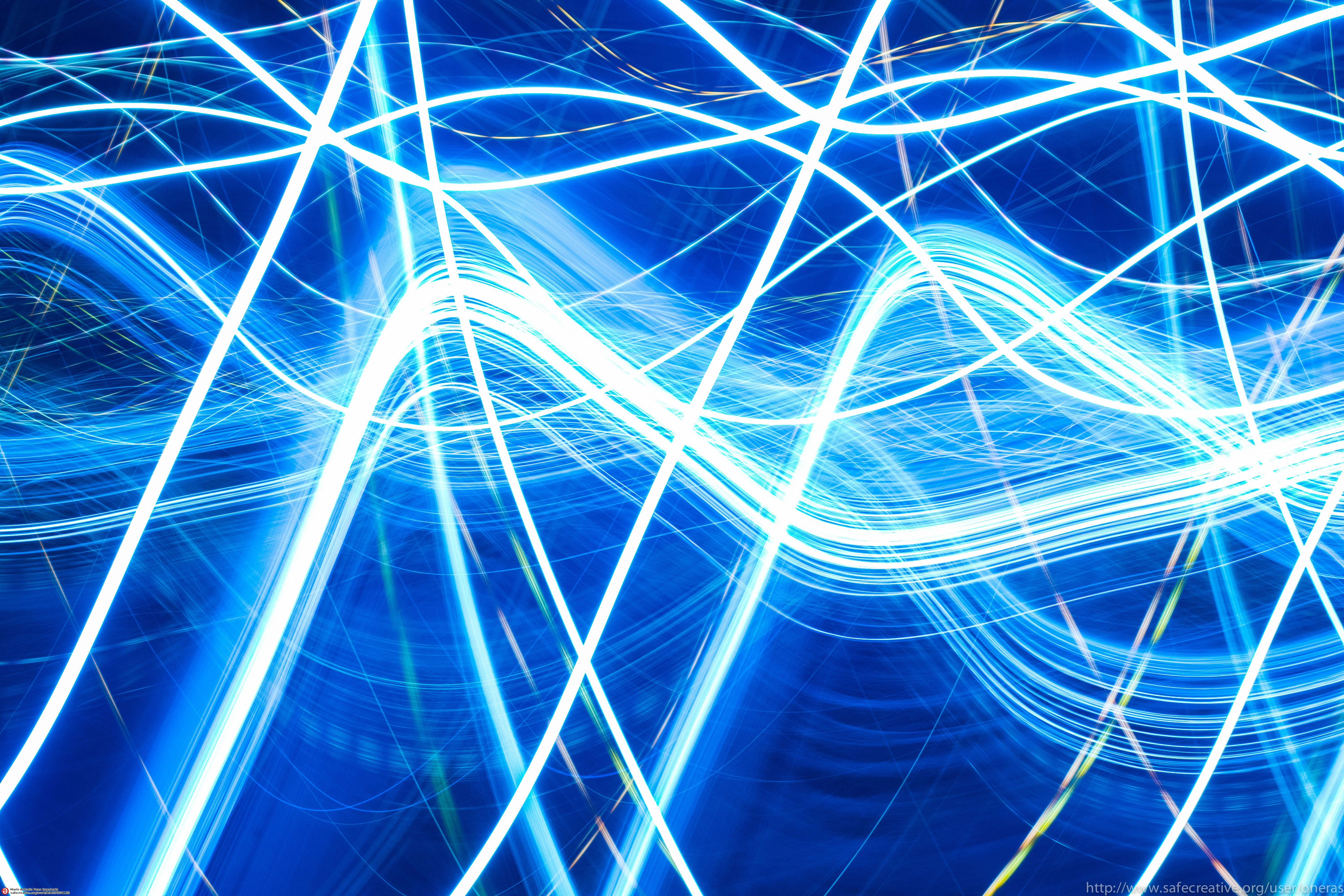 Asul na Neon Waves Wallpaper