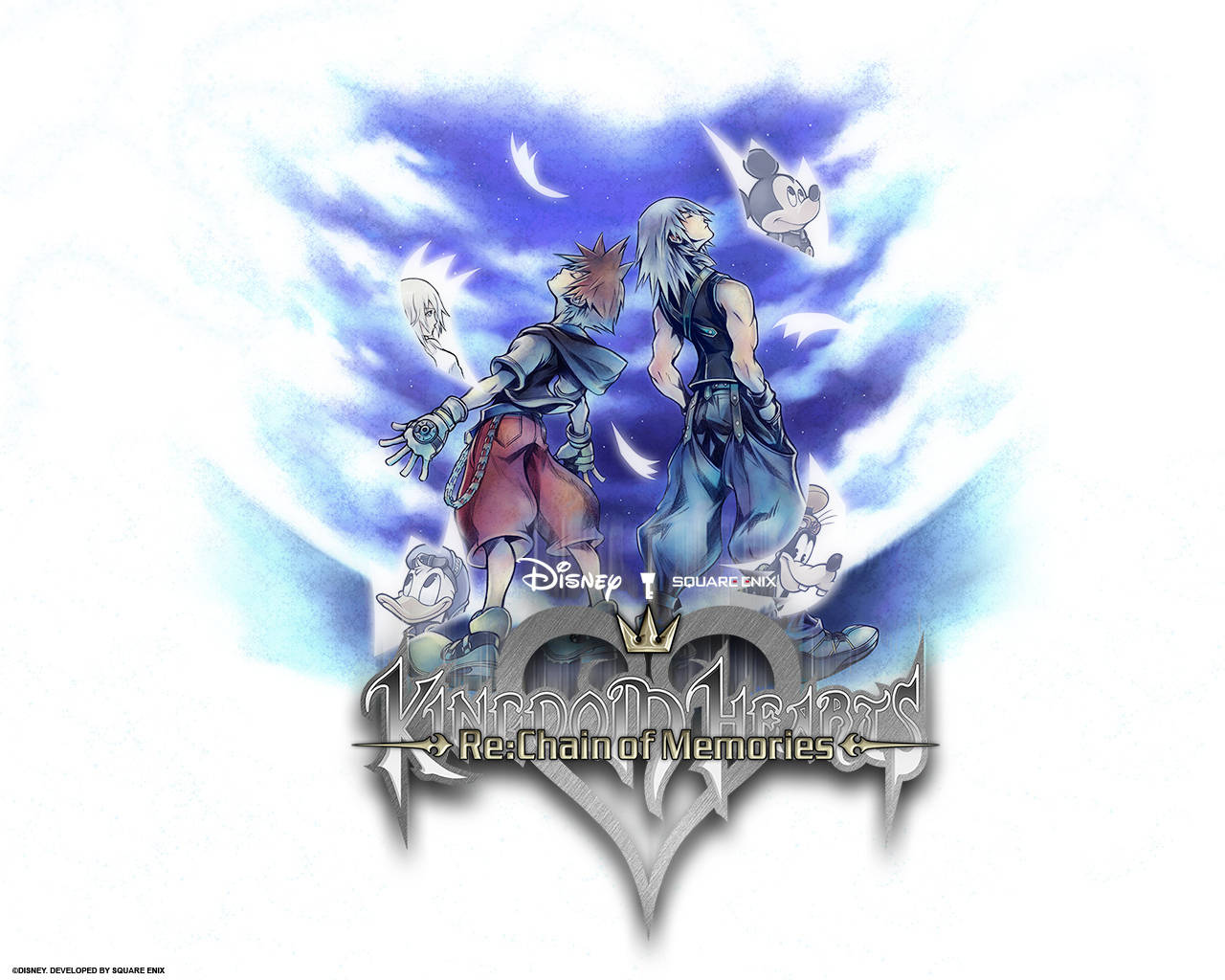 Asul na Skyline na may Logo ng Kingdom Hearts Wallpaper