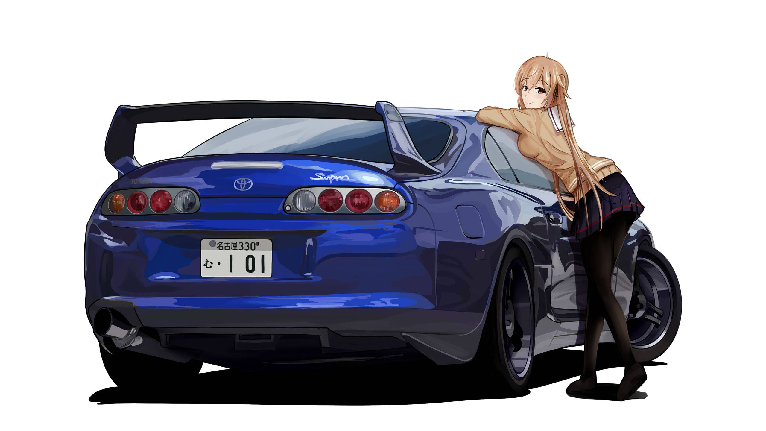 Asul na Toyota Supra Anime na Kotse Wallpaper