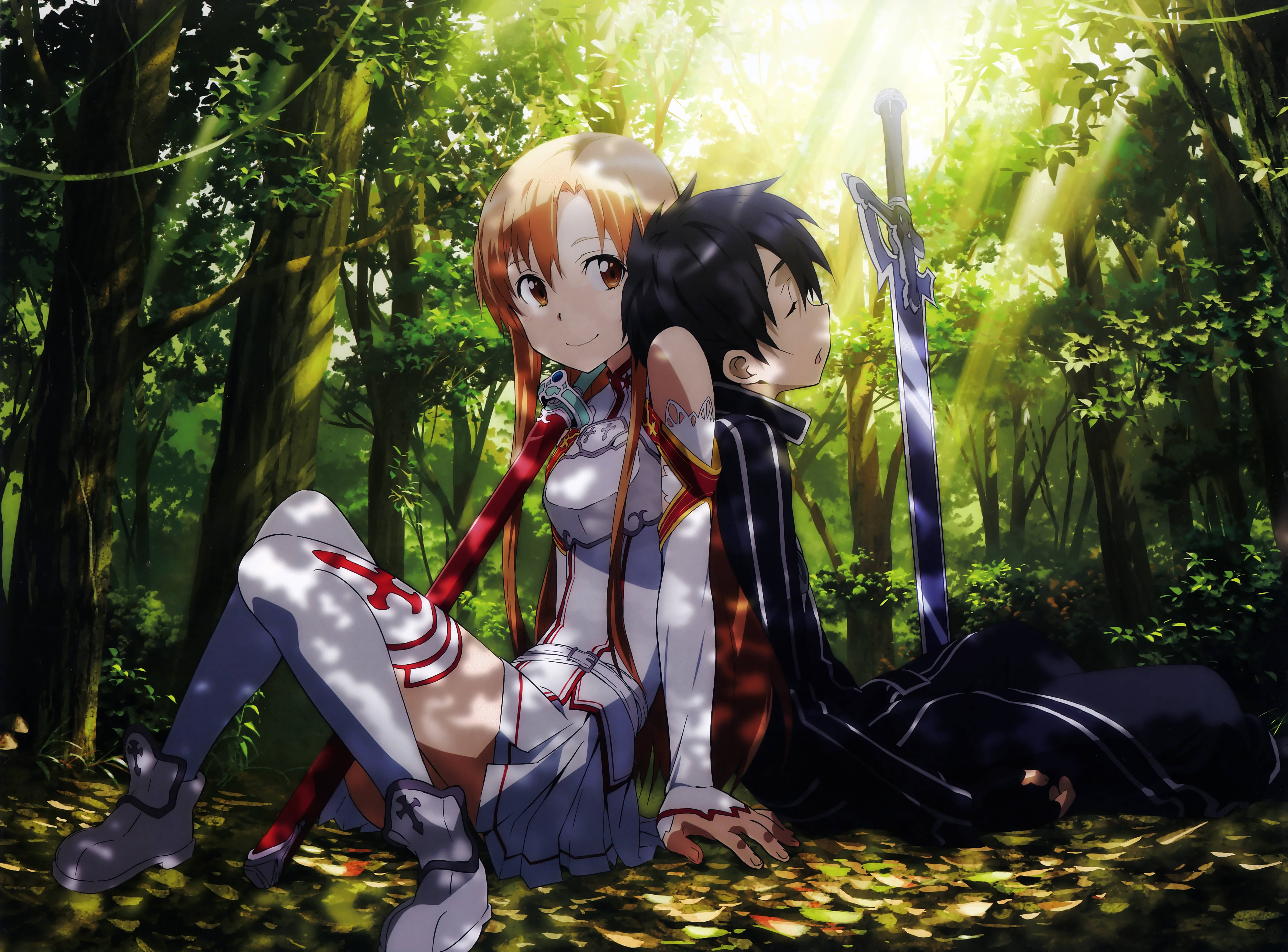 Asuna at Kirito Anime 4K Wallpaper