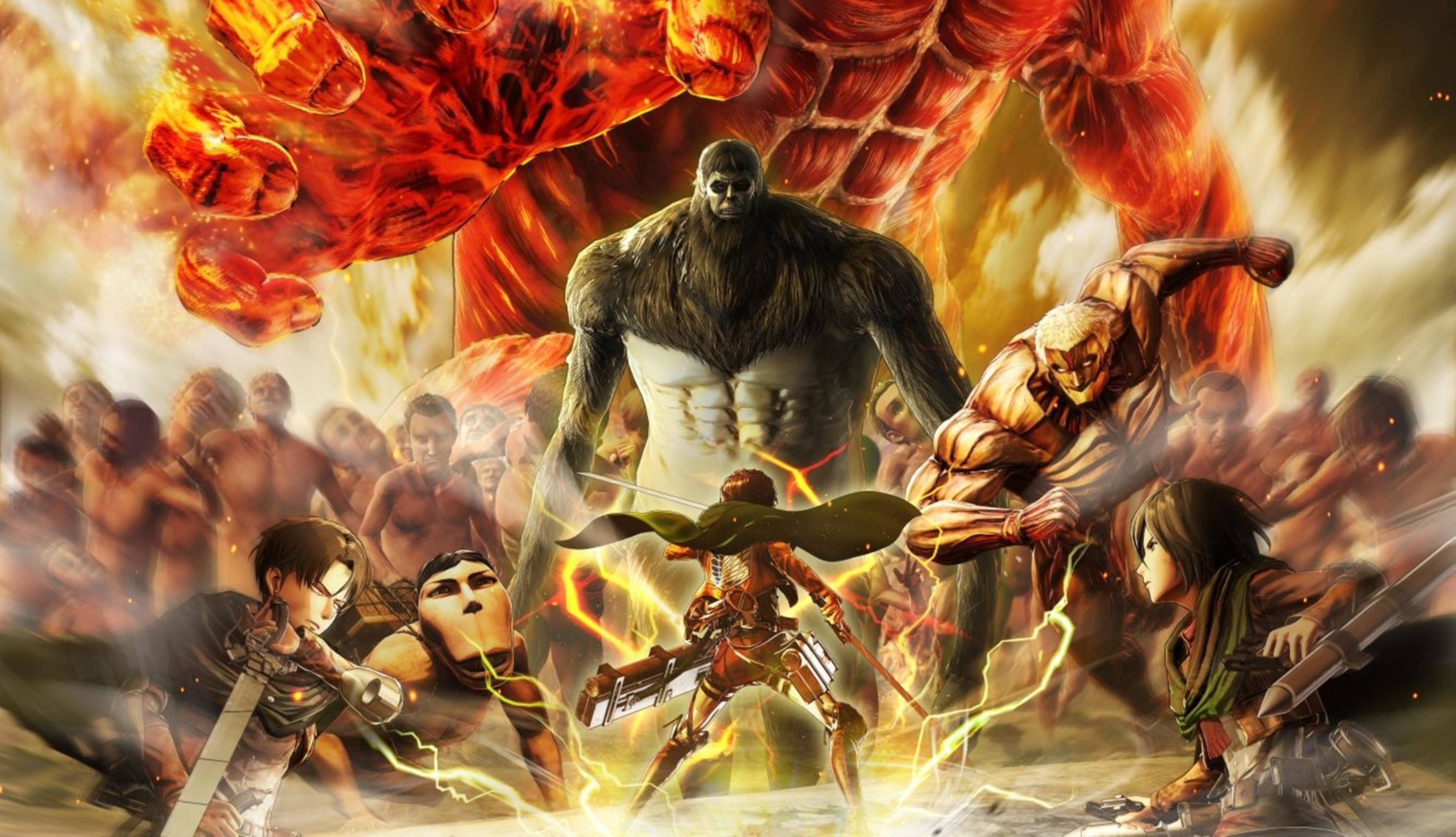 Attack On Titans 4K Mga Higanteng Kumakain ng Tao Wallpaper