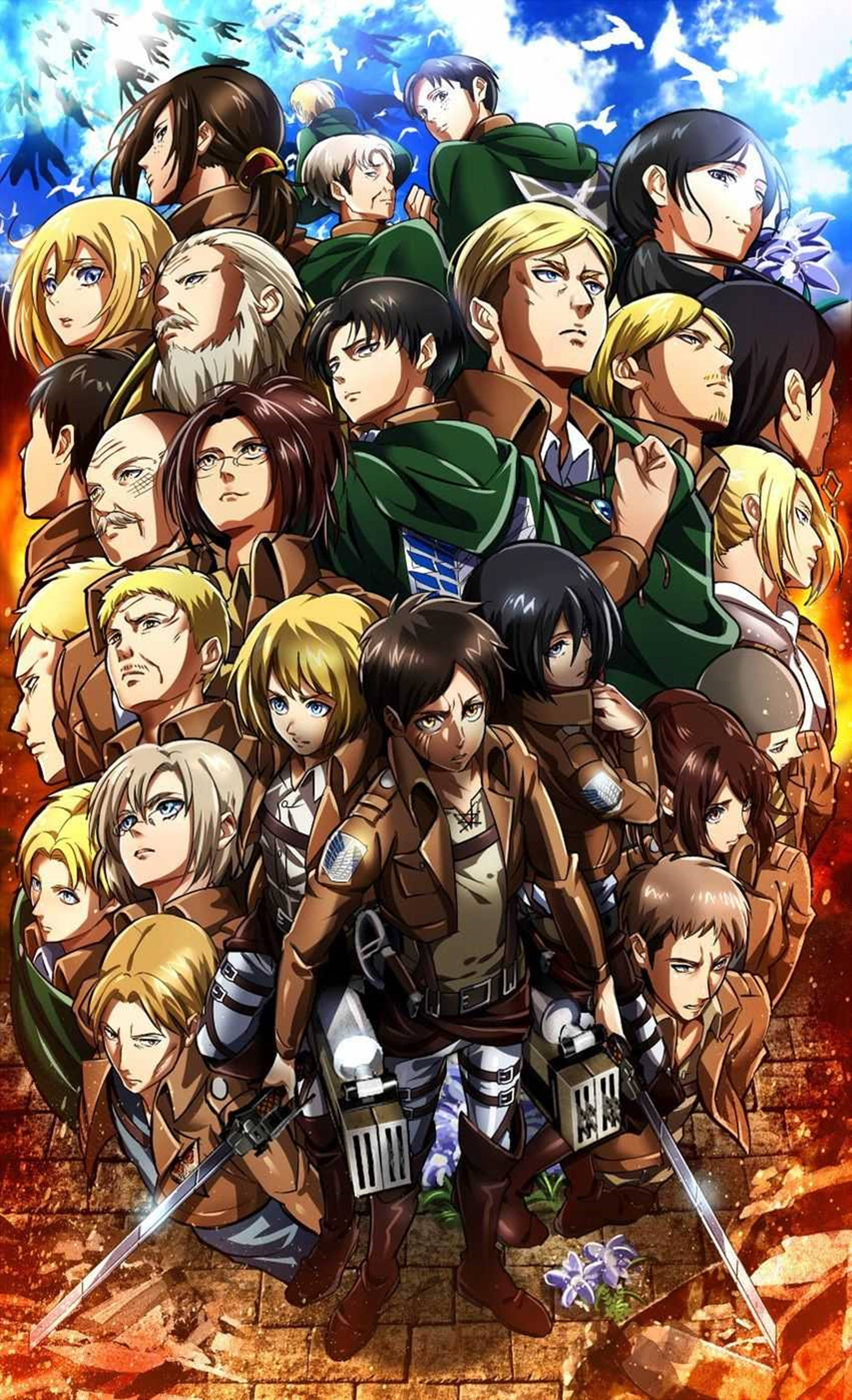 Attack On Titans 4K Pangunahing mga Tauhan Wallpaper