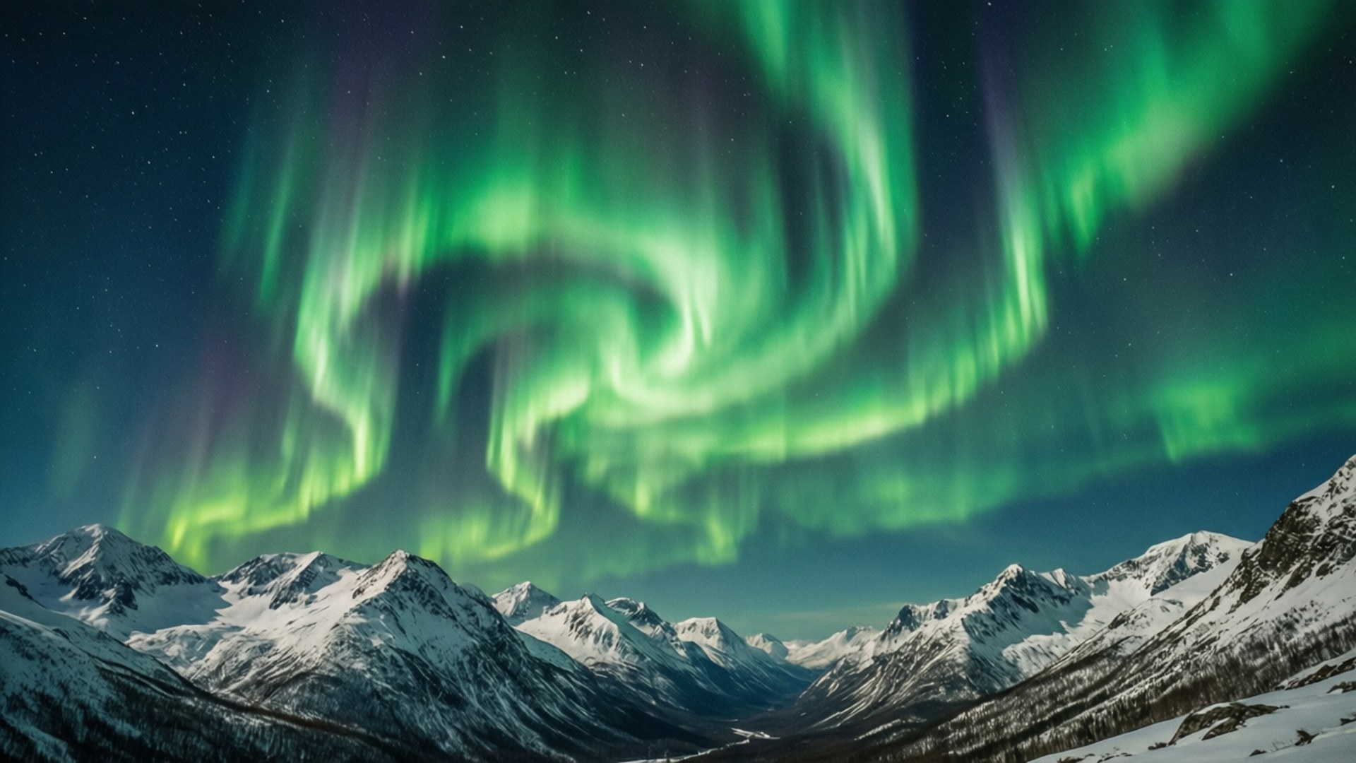 Aurora sa Malamig na Mga Taluktok Wallpaper