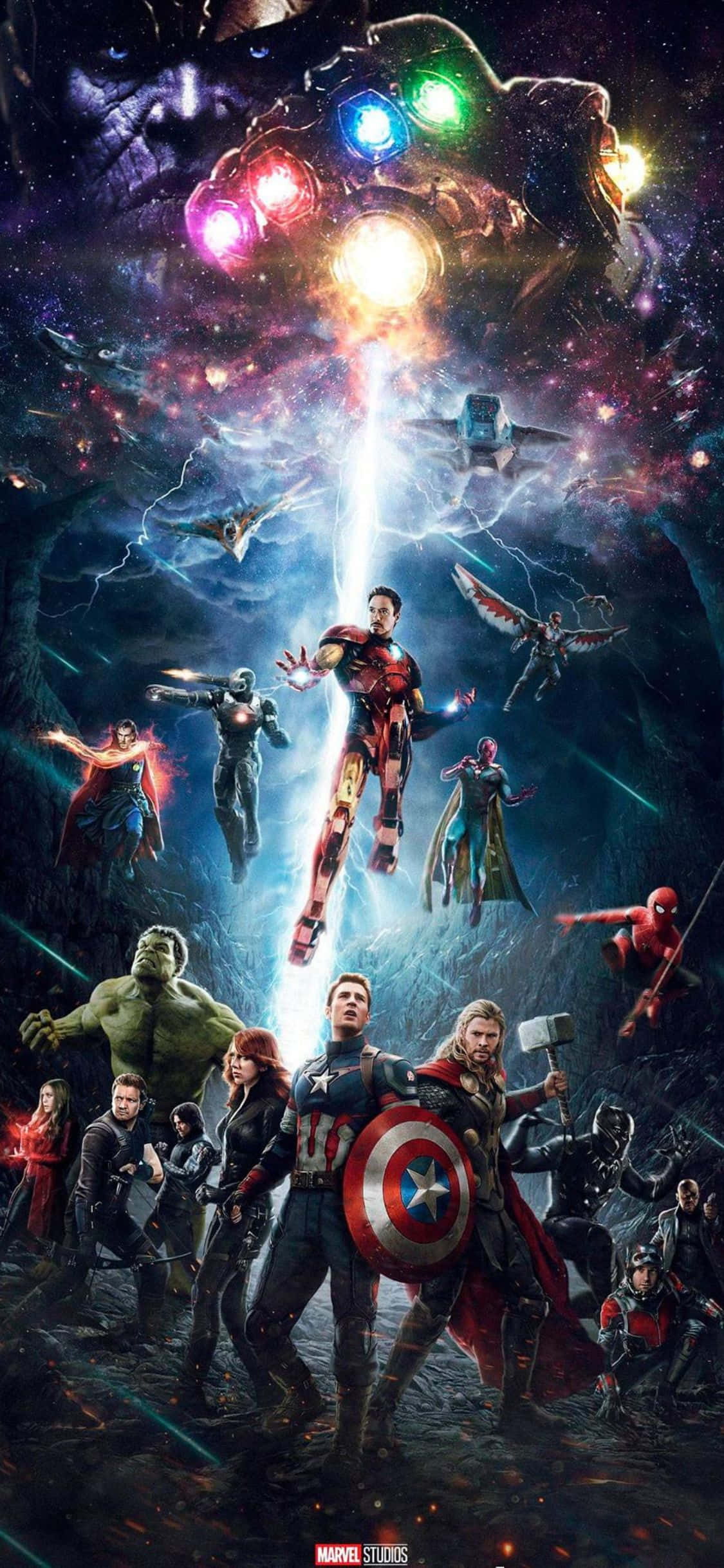 Background ng Marvel ng Cool Graphic ng Avengers para sa iPhone XS Wallpaper