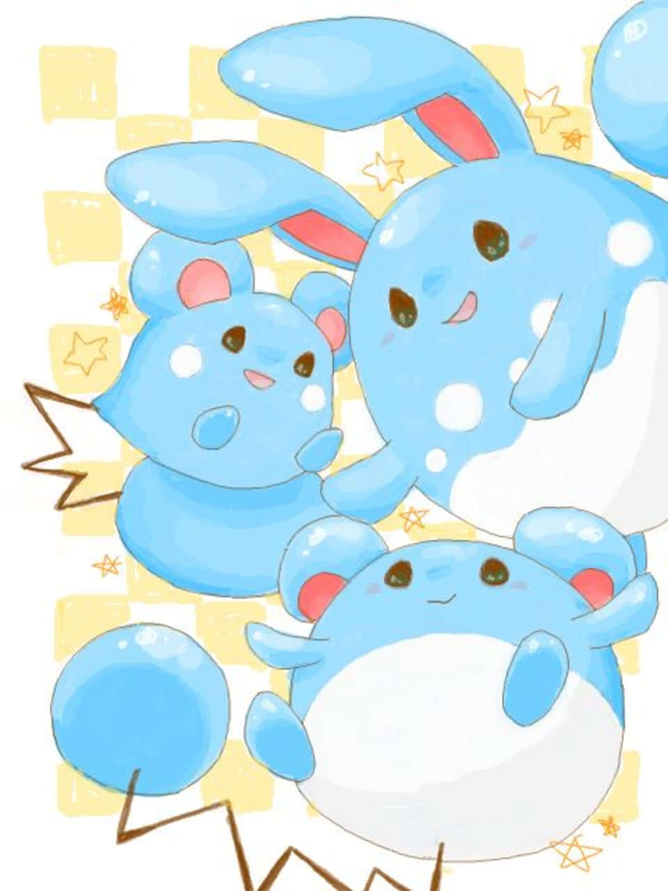 Azumarill Dilaw na Checkered Wallpaper