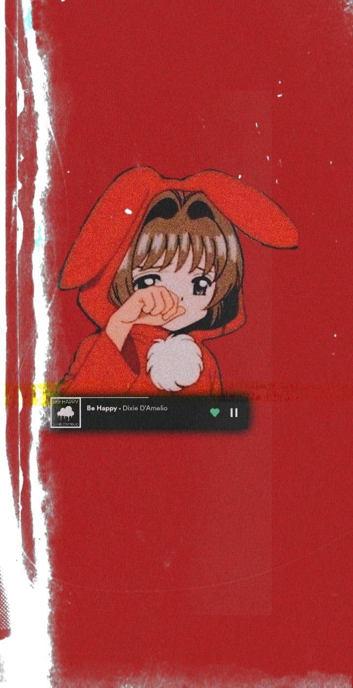 Babae sa Anime na Malungkot na Estetiko na Pula Wallpaper