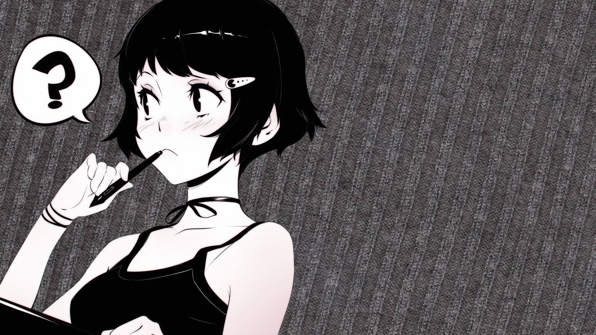 Babaeng Anime na Itim Wallpaper