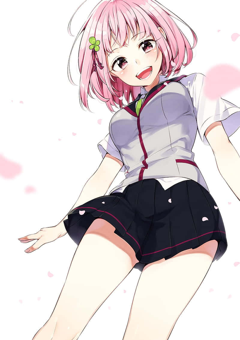 Babaeng Anime na May Pink na Buhok Wallpaper