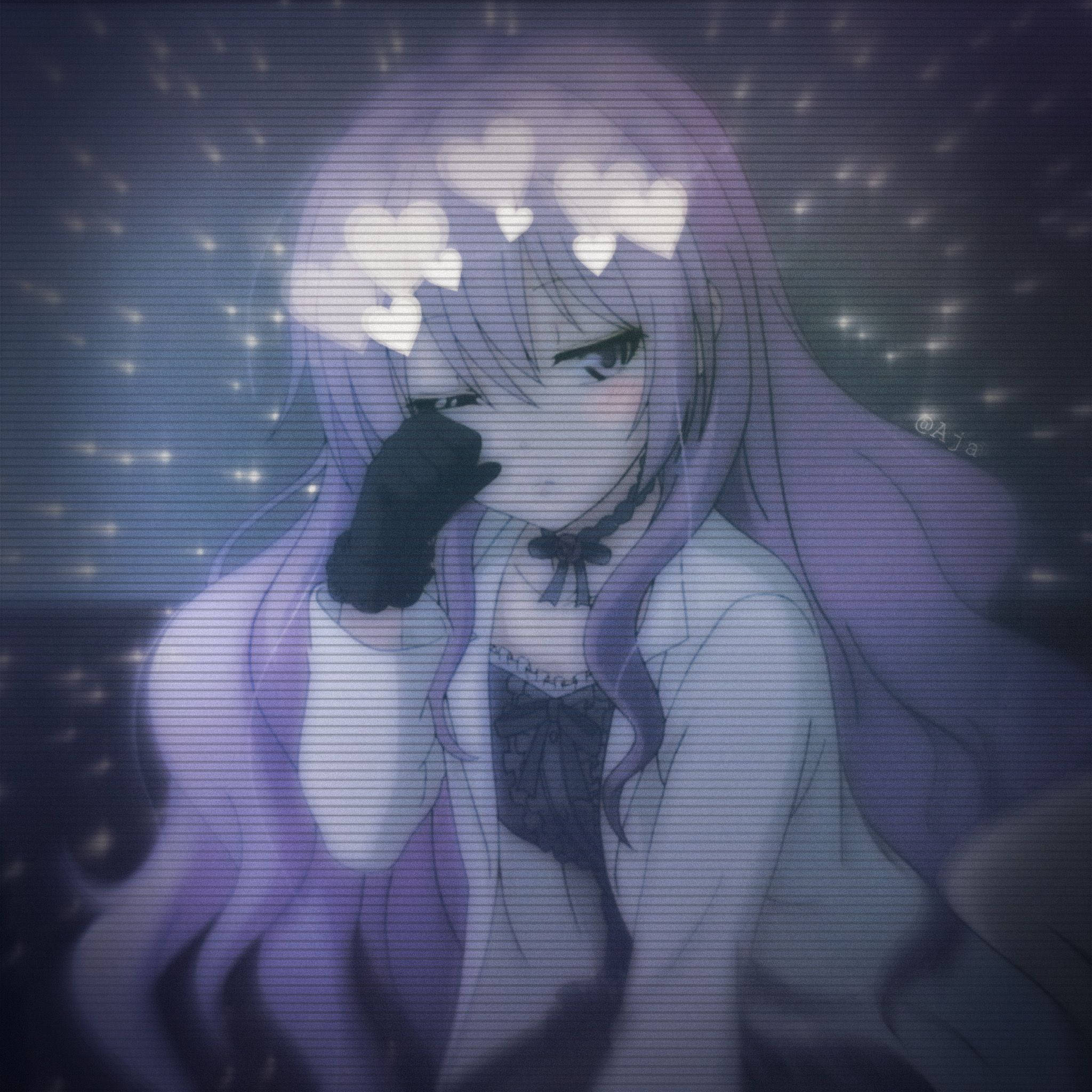 Babaeng May Lilang Buhok na Edgy Anime Pfp Wallpaper