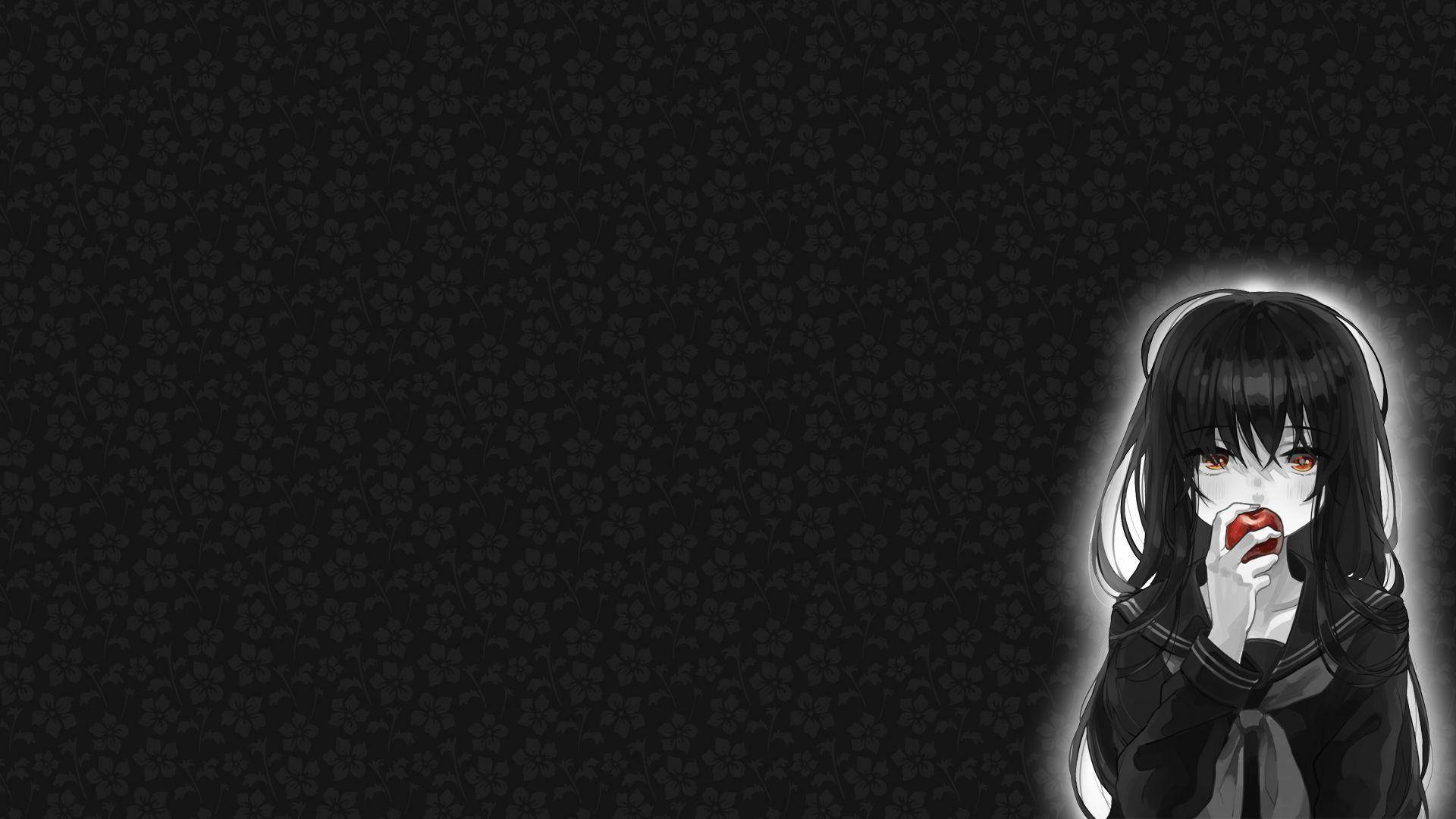 Babaeng May Mansanas Madilim na Anime Aesthetic Desktop Wallpaper