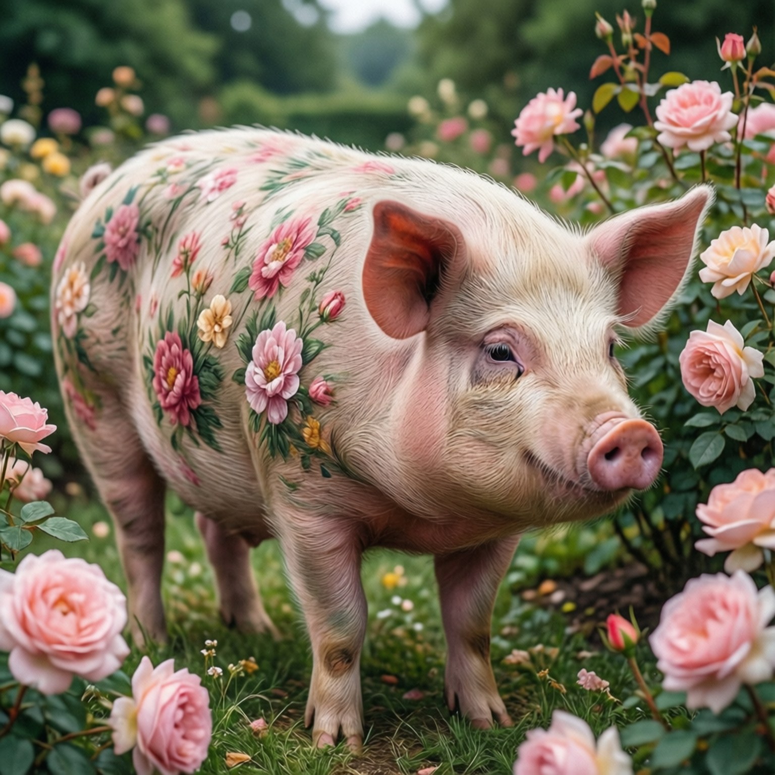 Baboy na Hardin ng Bulaklak Wallpaper
