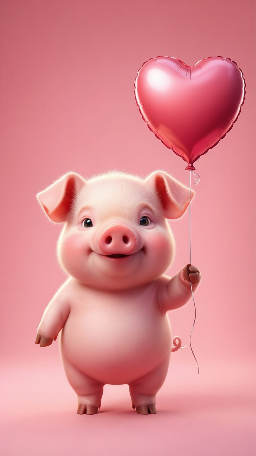 Baboy na may Heart Balloon Wallpaper
