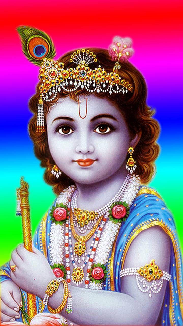 Baby Krishna na Makulay at Aesthetic na Wallpaper