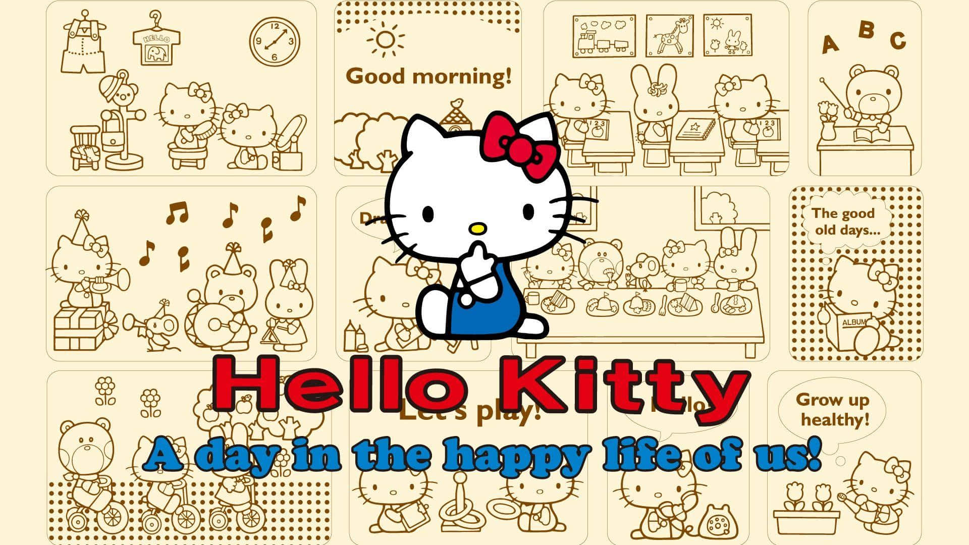 Background Aesthetic Beige ng Hello Kitty Wallpaper