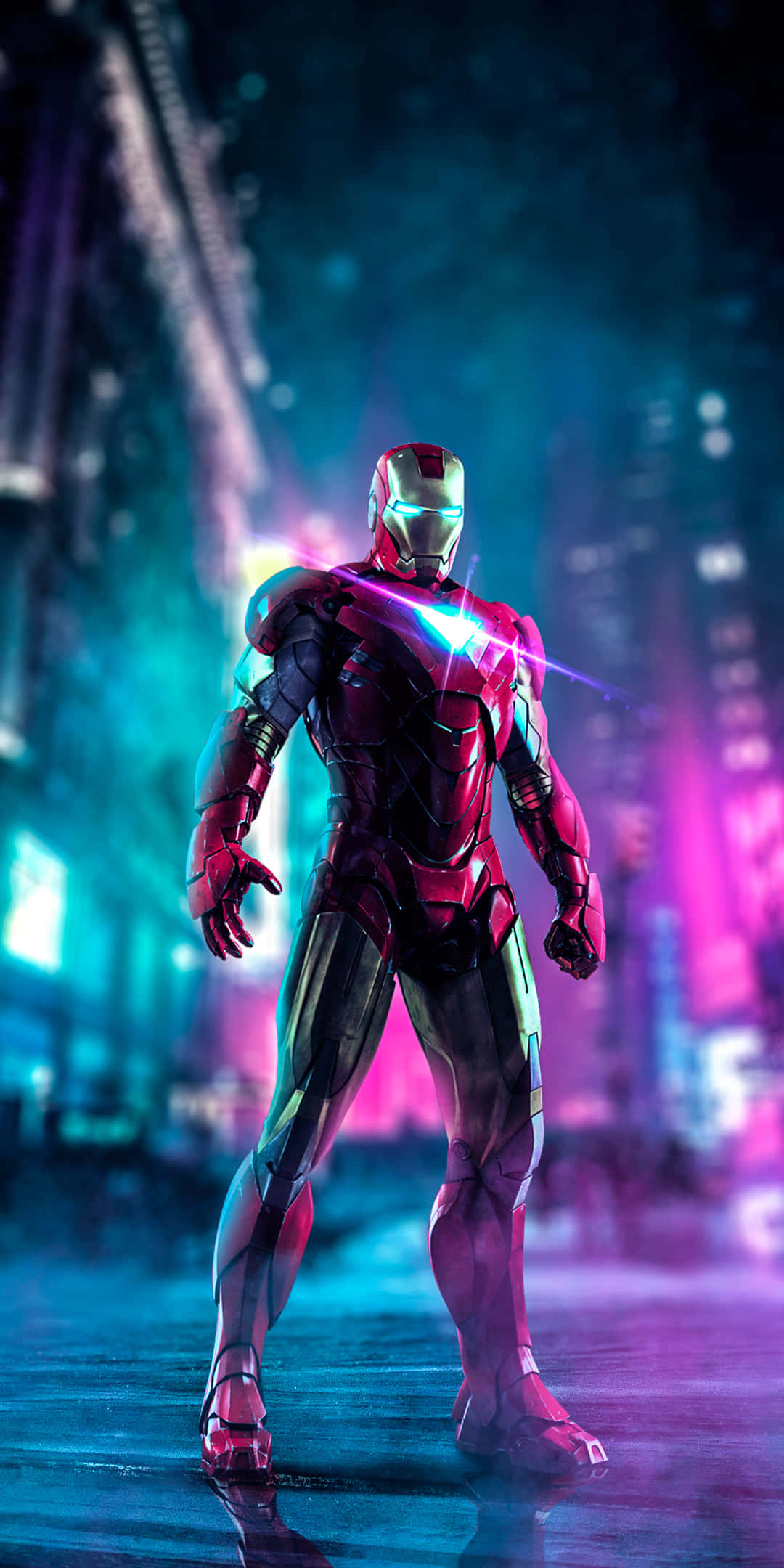 Background na Neon ng Iron Man para sa Pixel 3 Wallpaper
