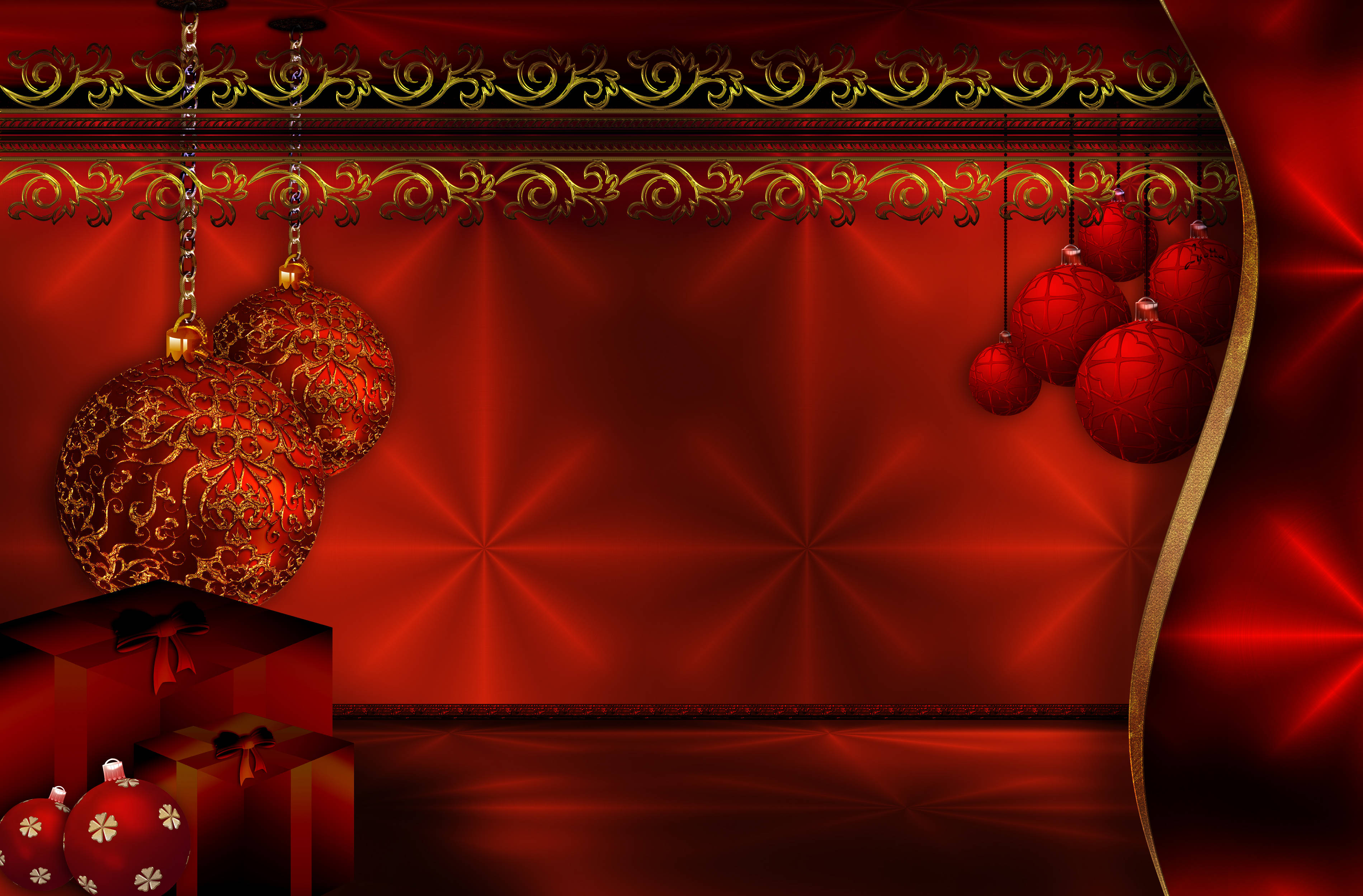 Background na Pasko na Ginto at Pula Wallpaper