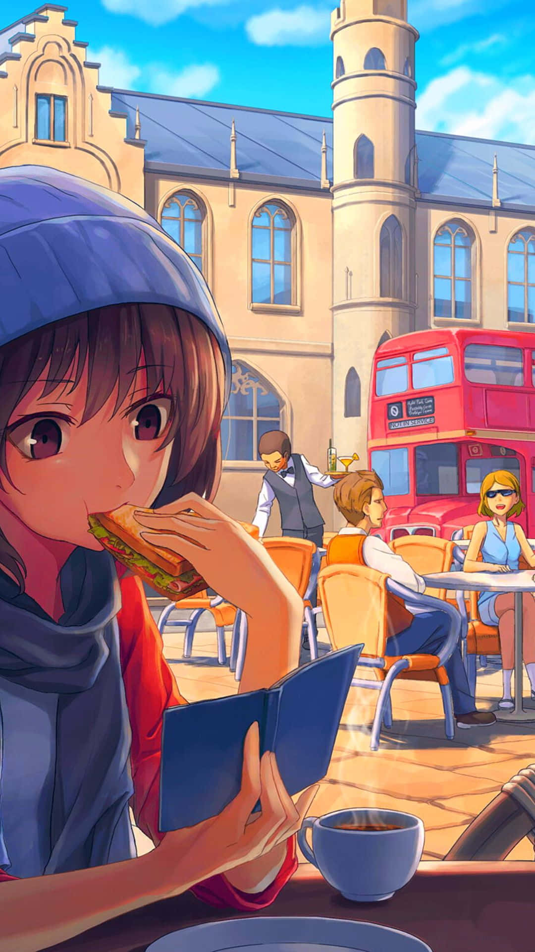Background ng Anime Sandwich Cafe Wallpaper