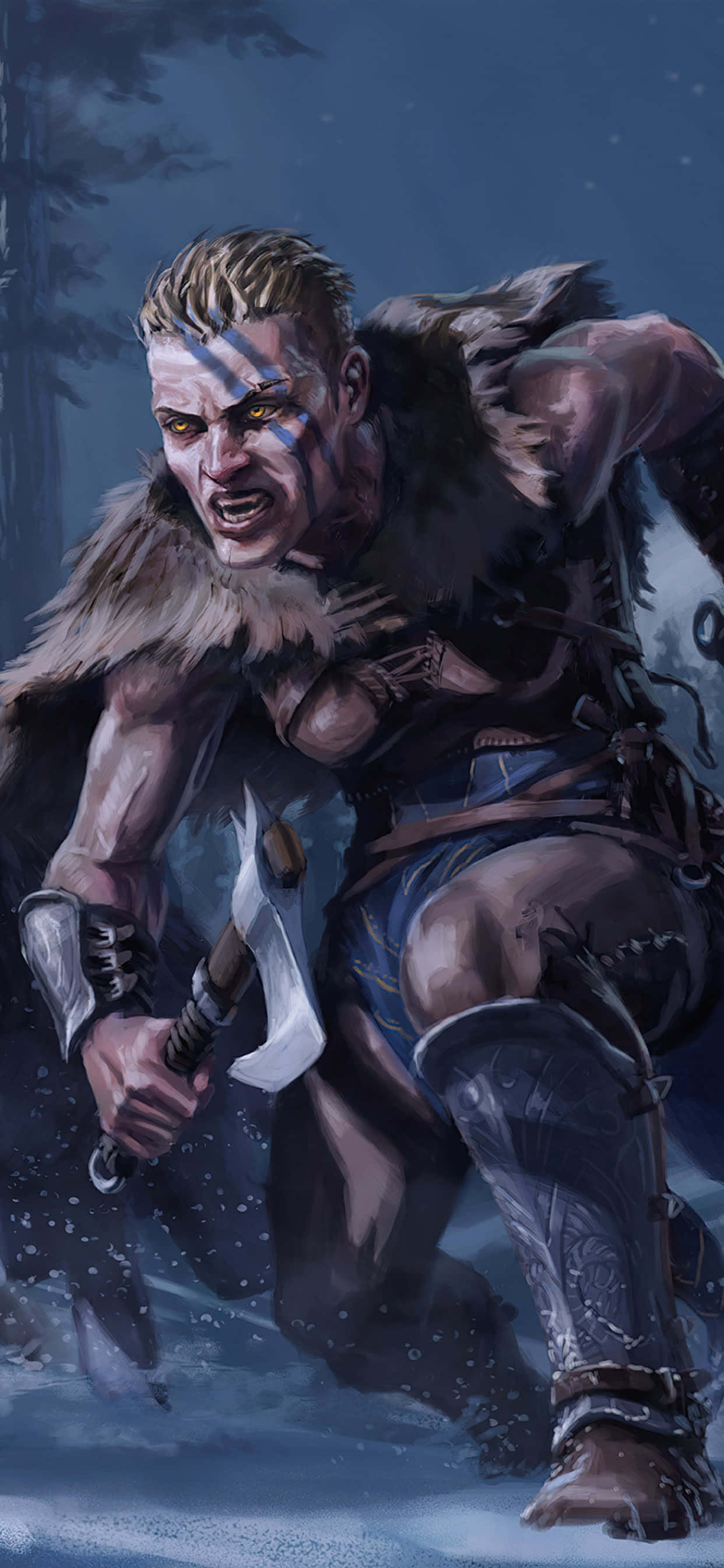 Background ng Babaeng Viking iPhone Xs Max Assassin's Creed Valhalla Wallpaper