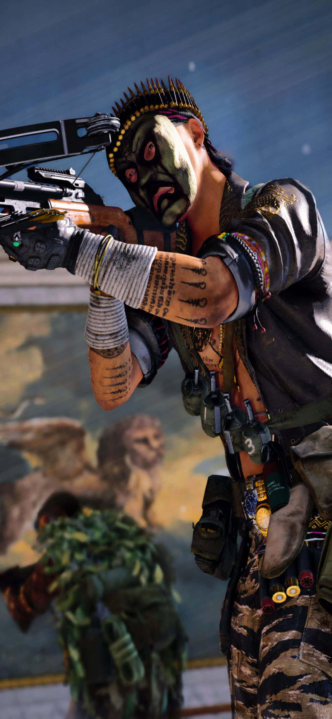 Background ng Crossbow mula sa Call Of Duty Black Ops Cold War para sa iPhone XS Wallpaper