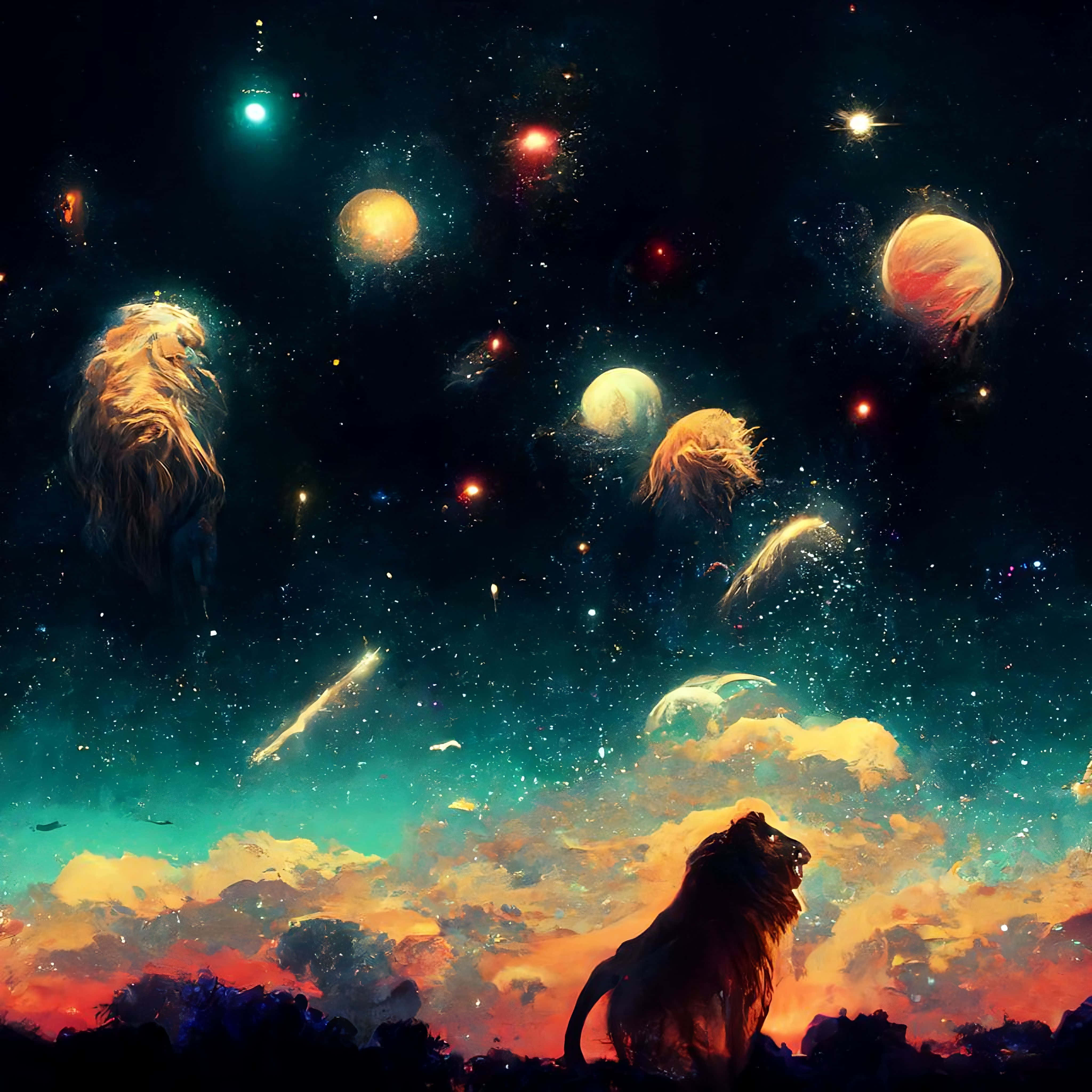 Background ng Galaxy Lion Wallpaper