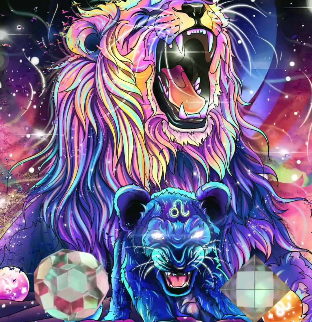Background ng Galaxy Lion Wallpaper