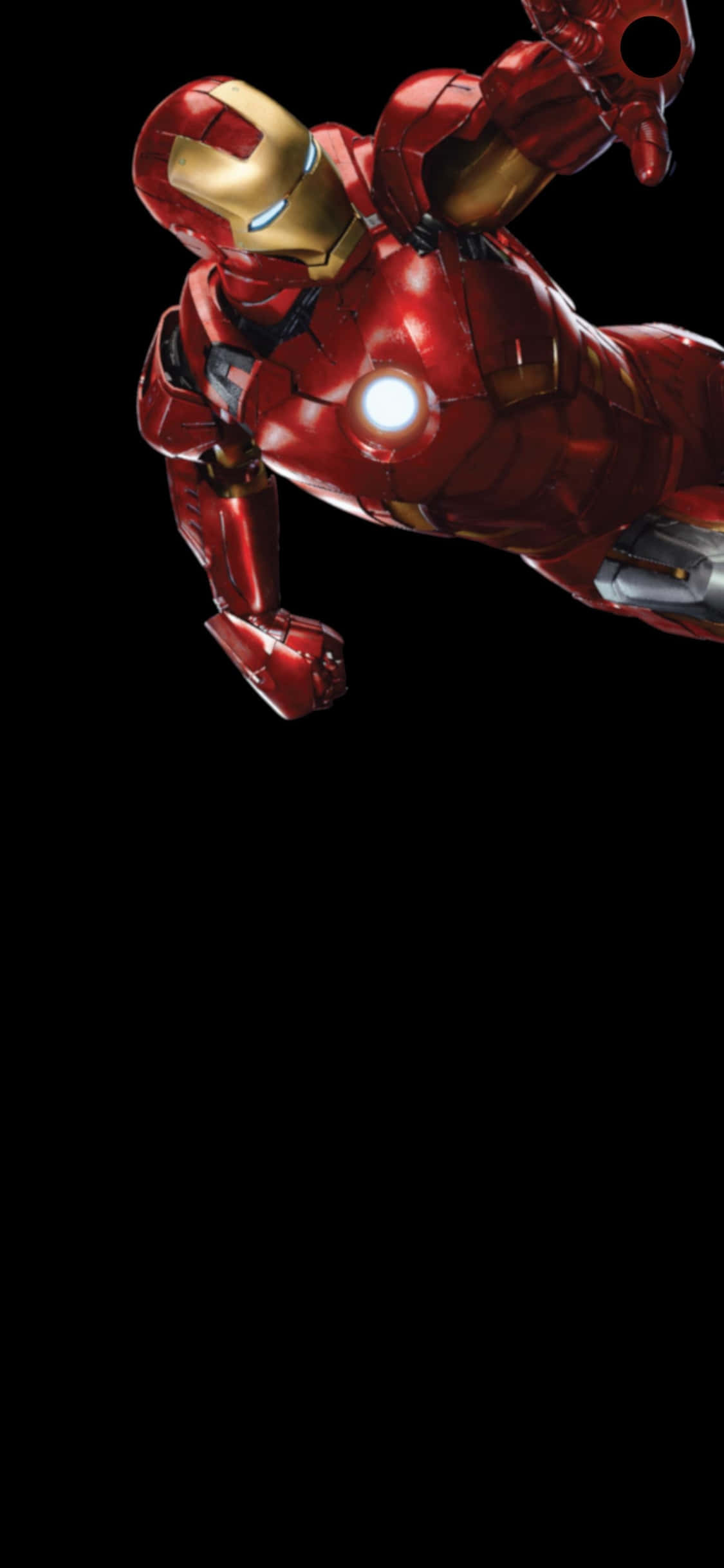 Background ng iPhone X na Iron Man na Lumilipad sa Itim na Background Wallpaper
