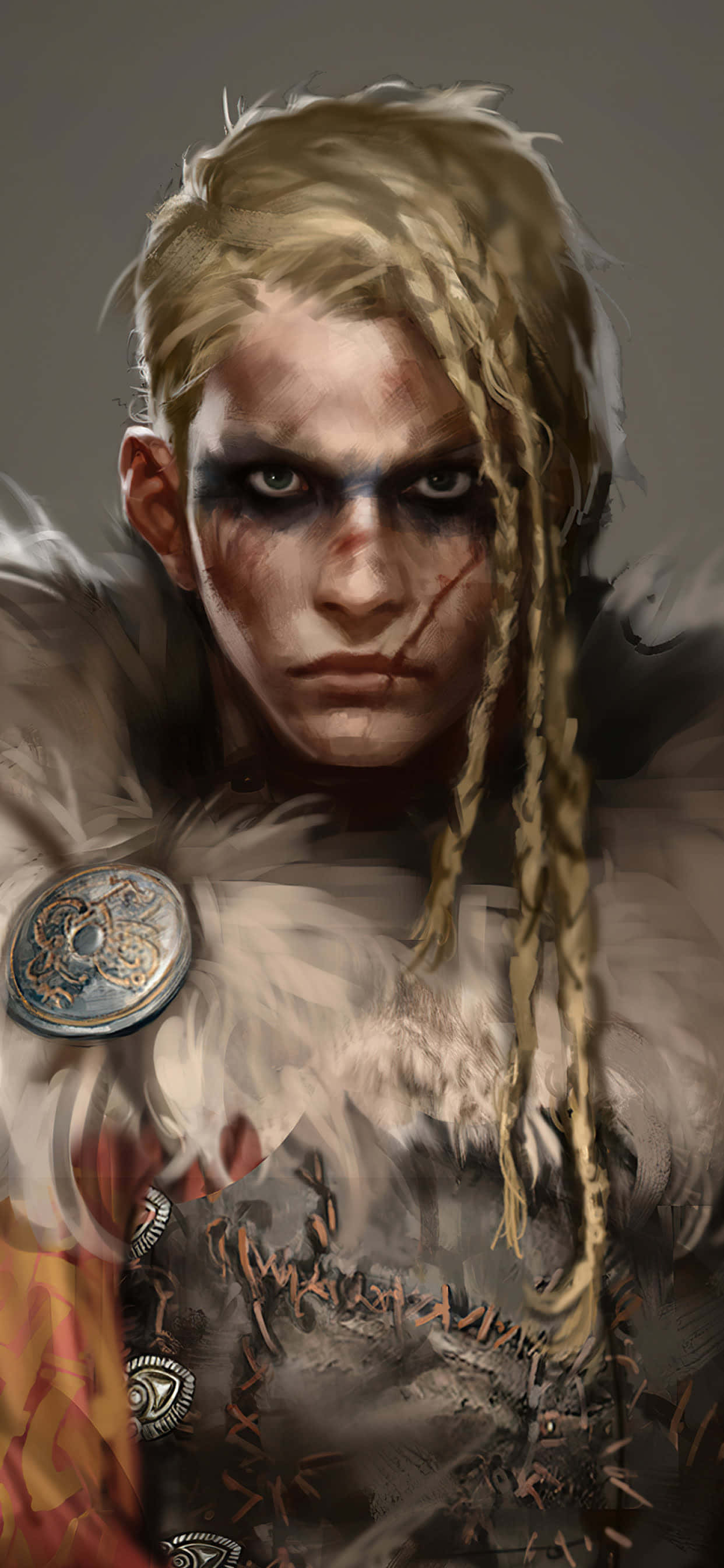 Background ng iPhone Xs Max Assassin's Creed Valhalla na may Babaeng Viking na si Eivor Wallpaper