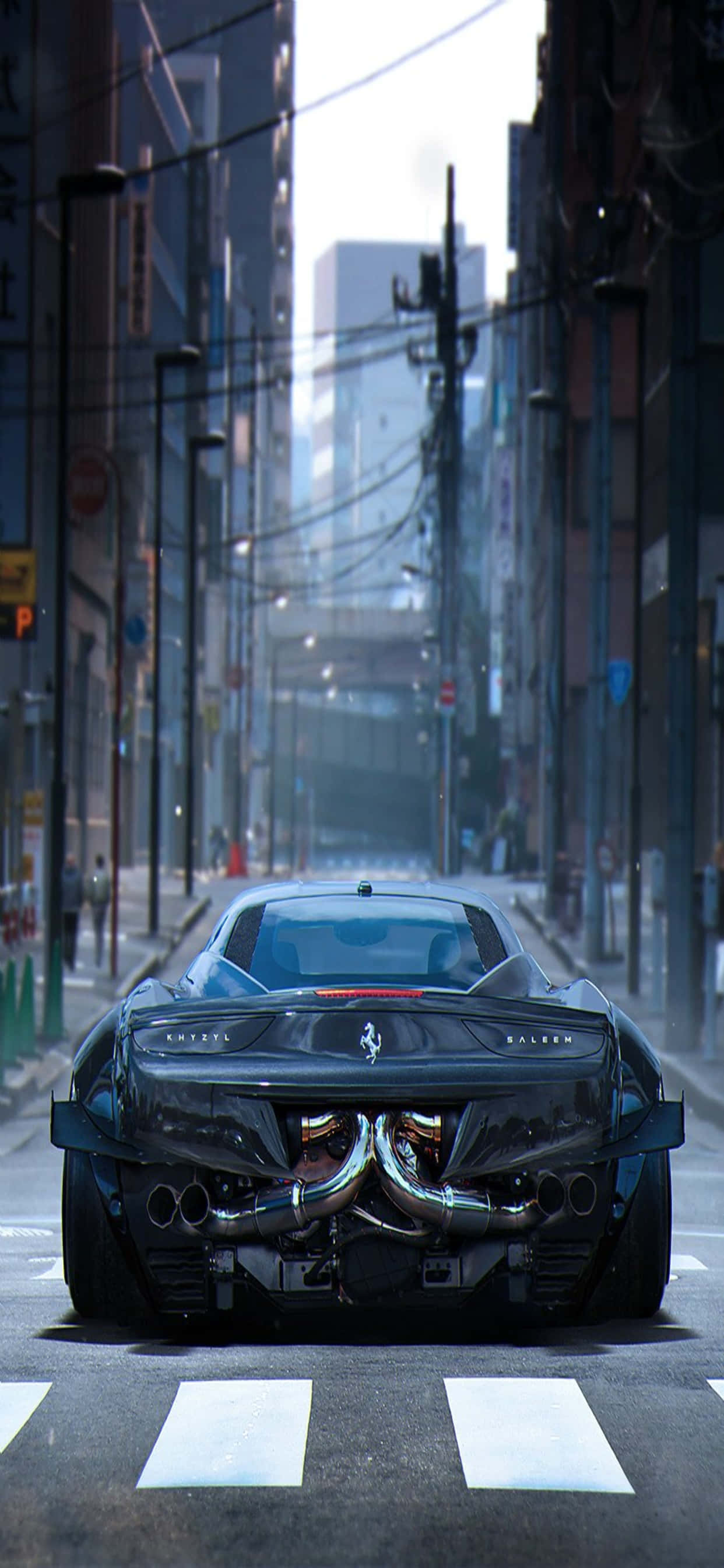 Background ng iPhone Xs Max Ferrari Itim na Ferrari 458 Wallpaper
