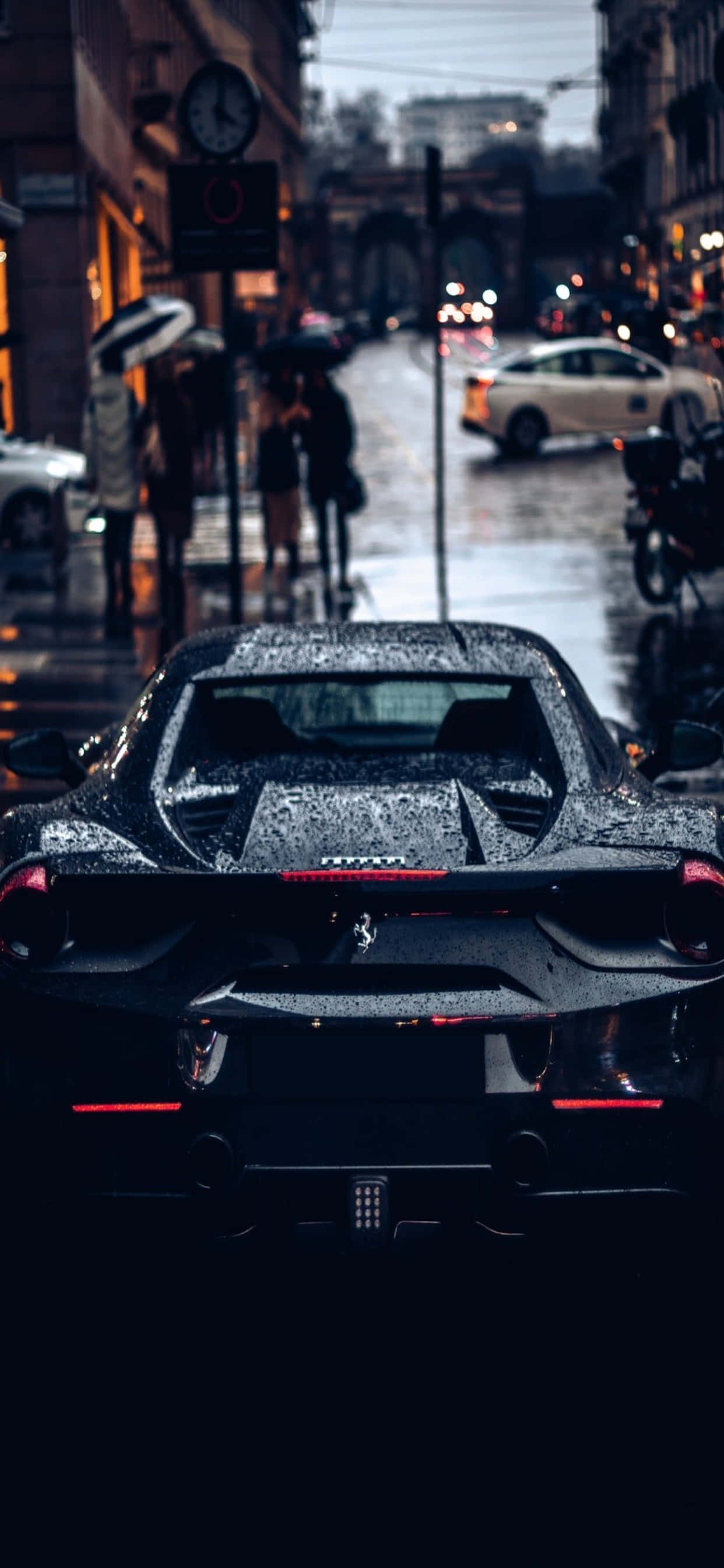 Background ng iPhone Xs Max Ferrari na Black Moist Ferrari Wallpaper