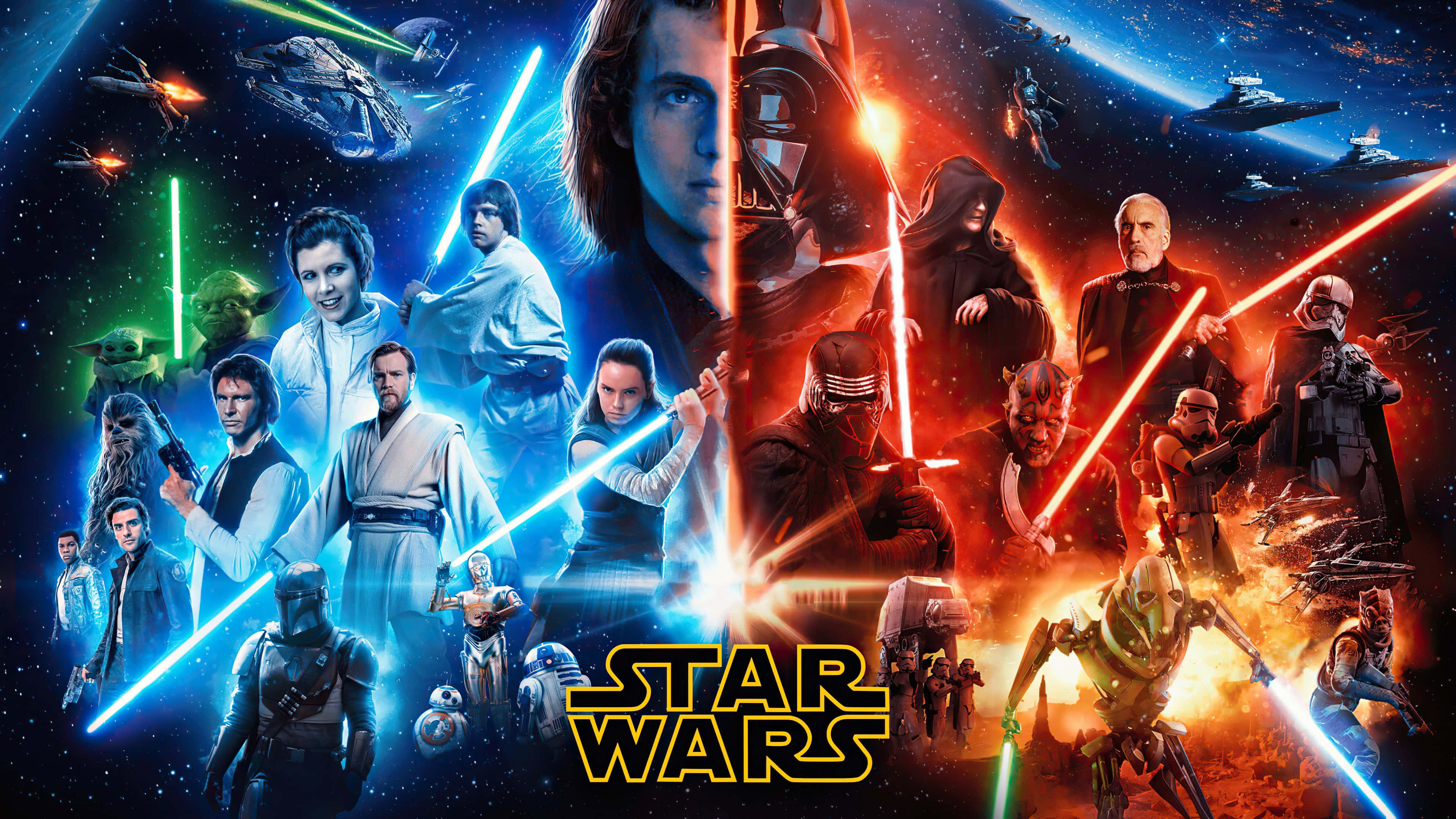 Background ng Light at Dark Force ng Star Wars Wallpaper