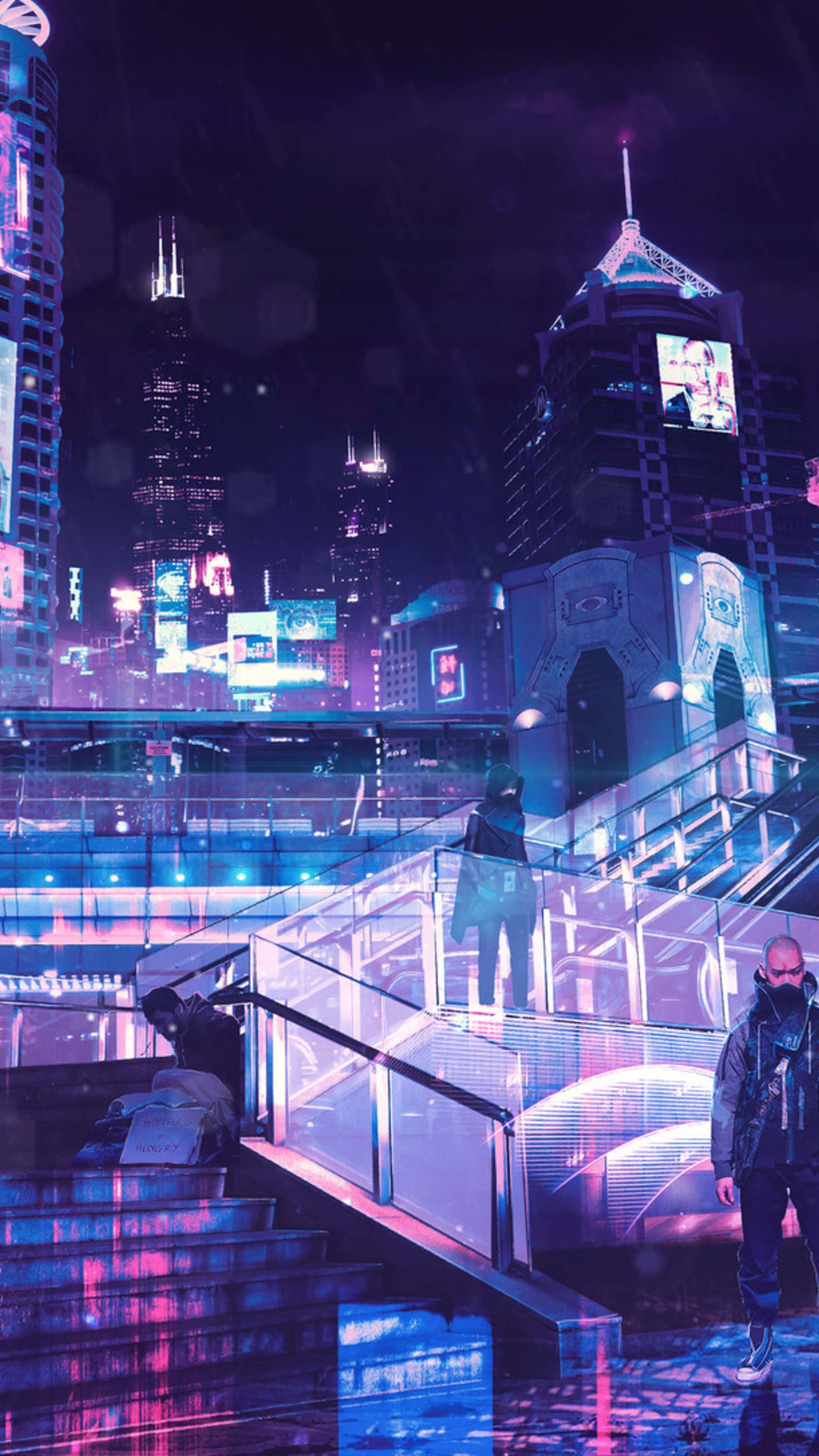 Background ng Neon City Wallpaper