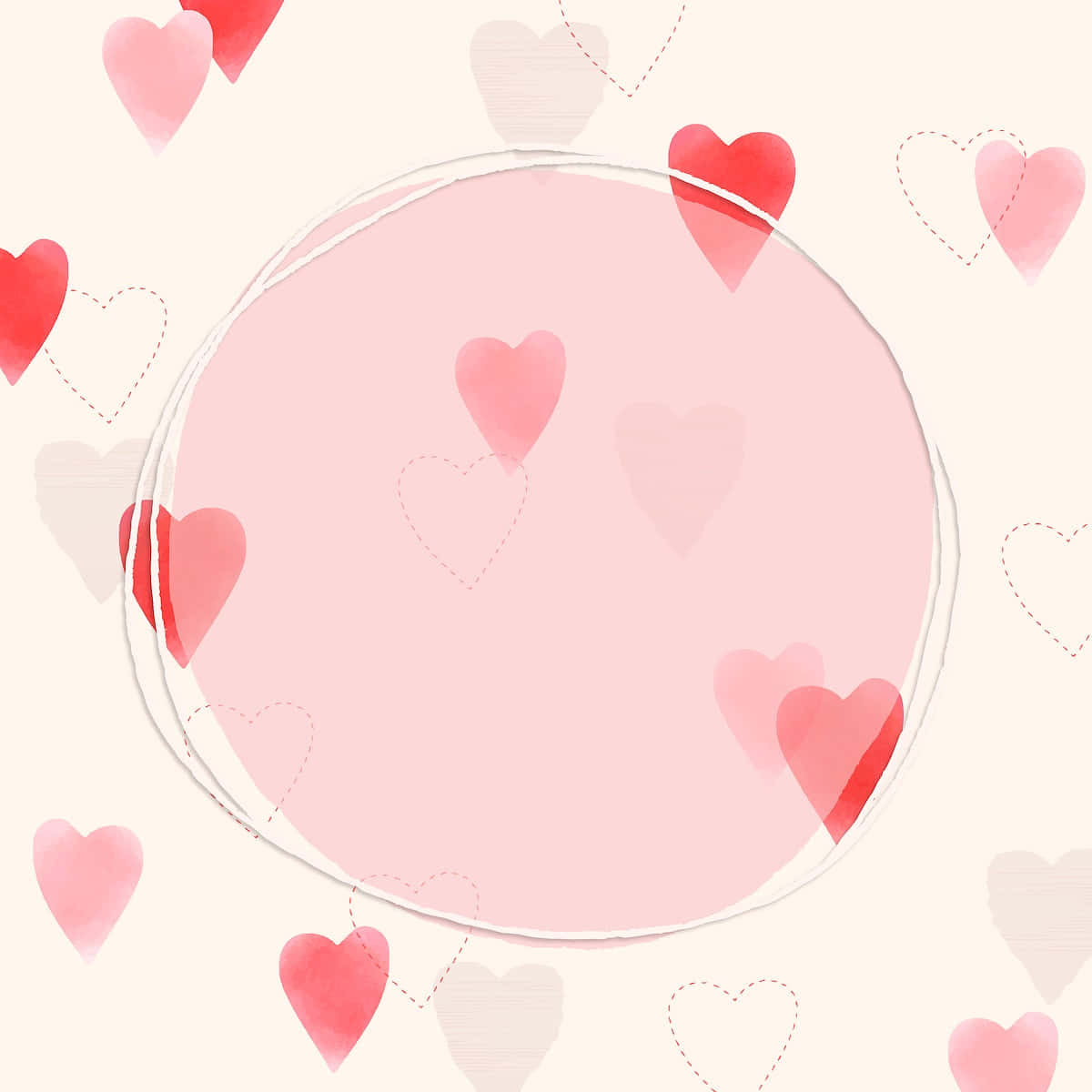 Background ng Puso at Bilog para sa Araw ng mga Puso Wallpaper
