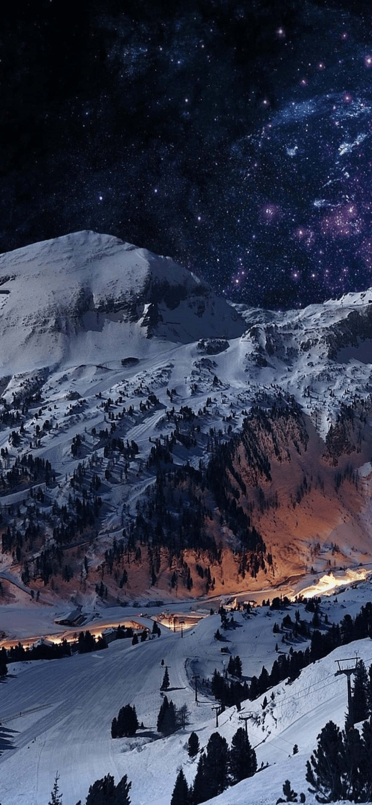 Background ng Taglamig ng Majestic Mountain View para sa iPhone XS Max Wallpaper