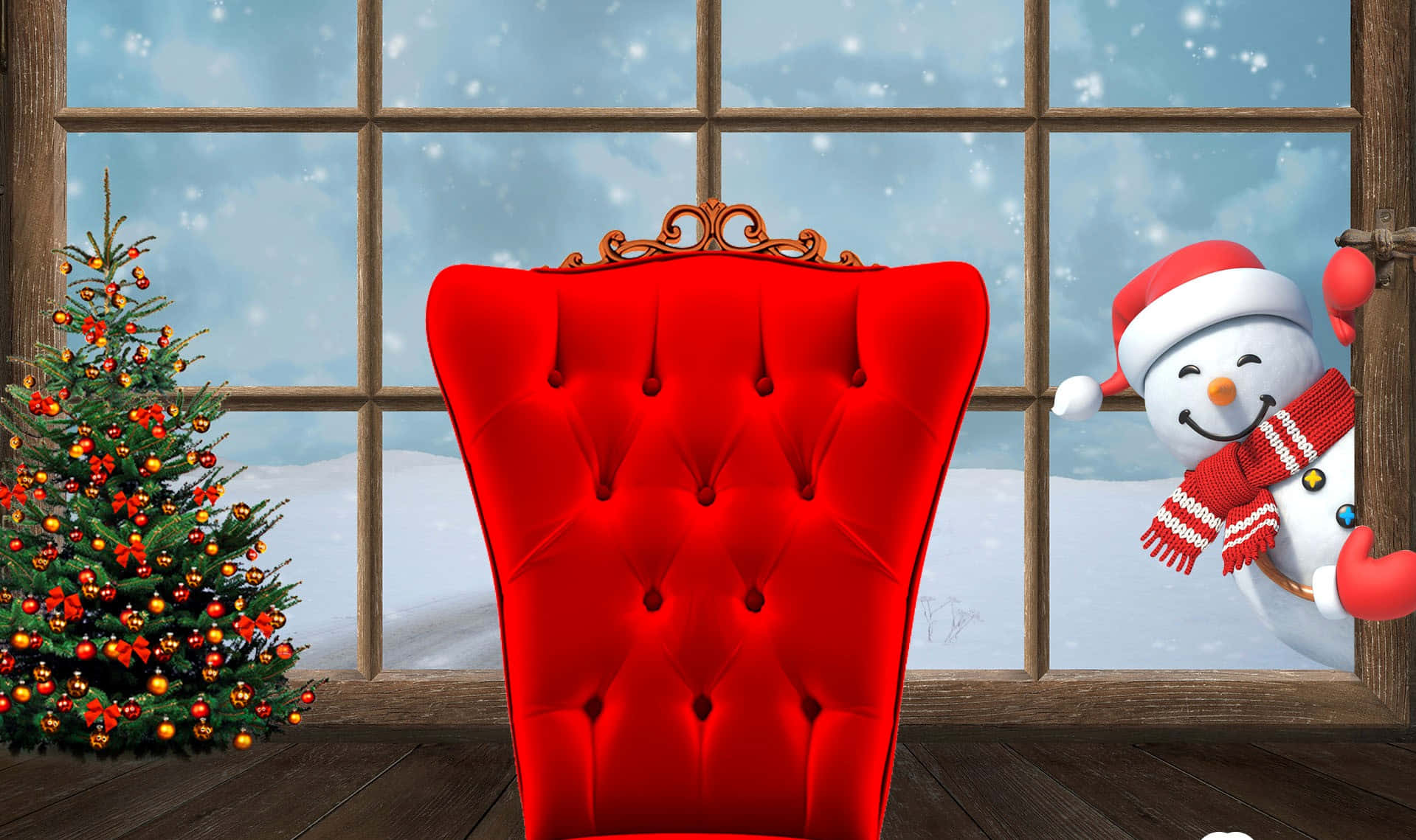 Background ng Teams na May Pulang Eleganteng Silya Digital Art Para sa Pasko Wallpaper