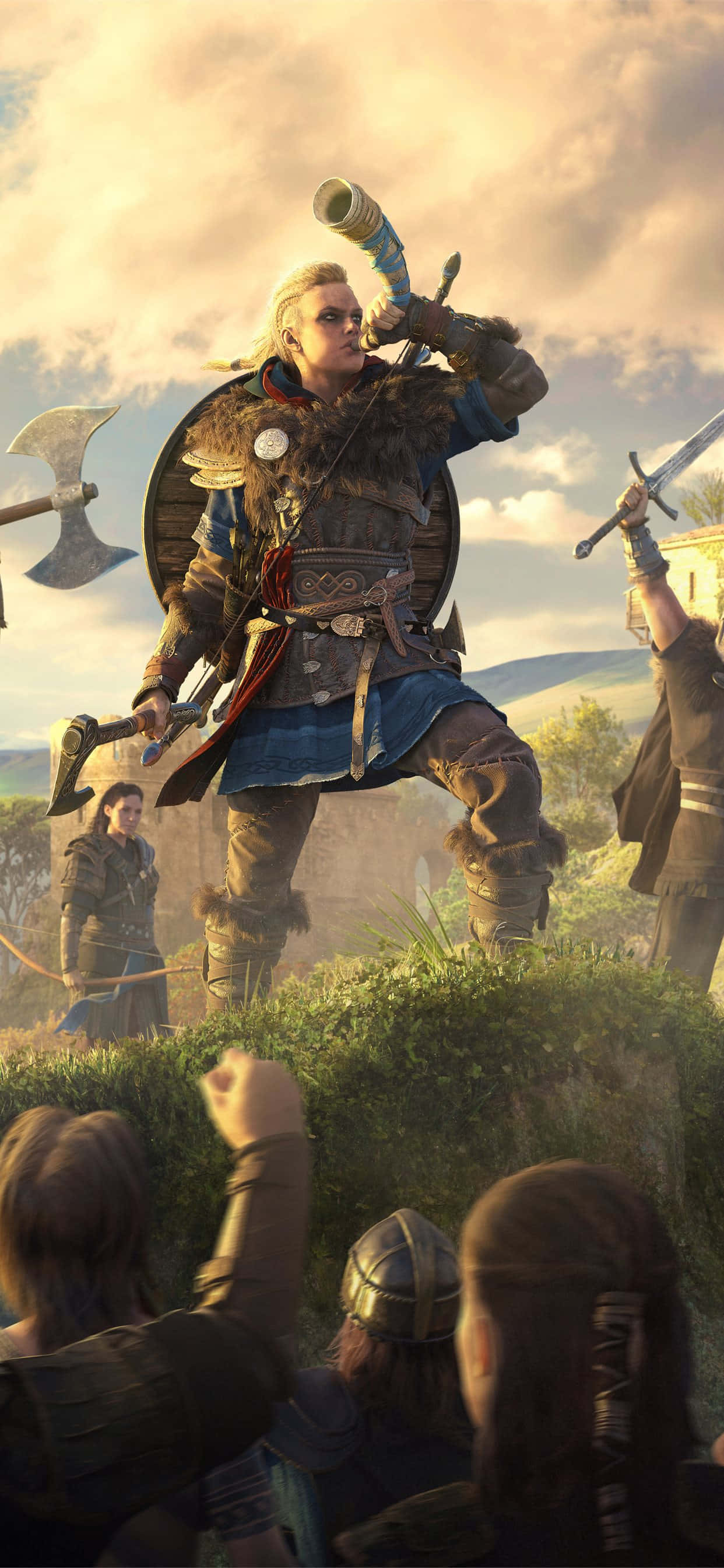 Background ng Vikings Gjallarhorn iPhone Xs Max Assassin's Creed Valhalla Wallpaper