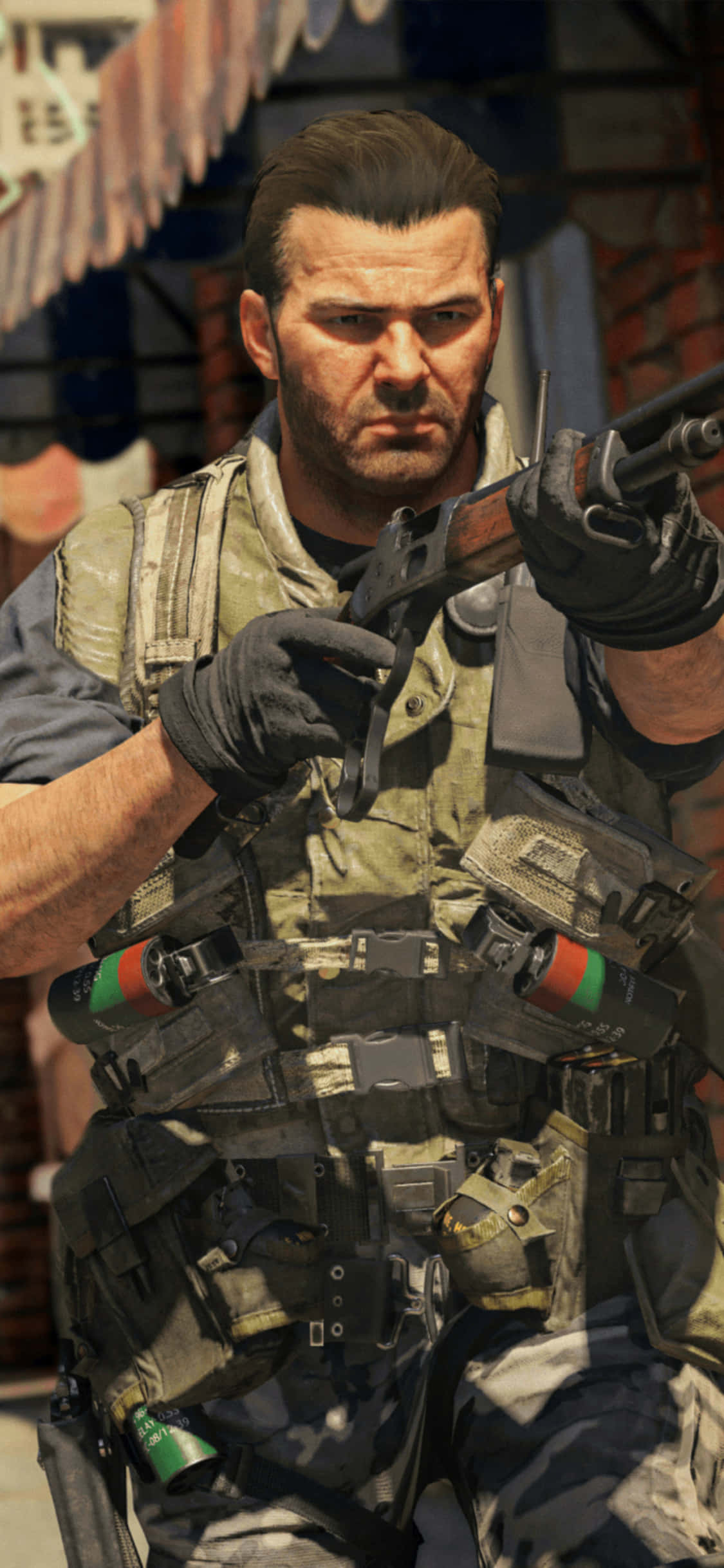 Background ni Alex Mason mula sa Call Of Duty Black Ops Cold War para sa iPhone XS Wallpaper