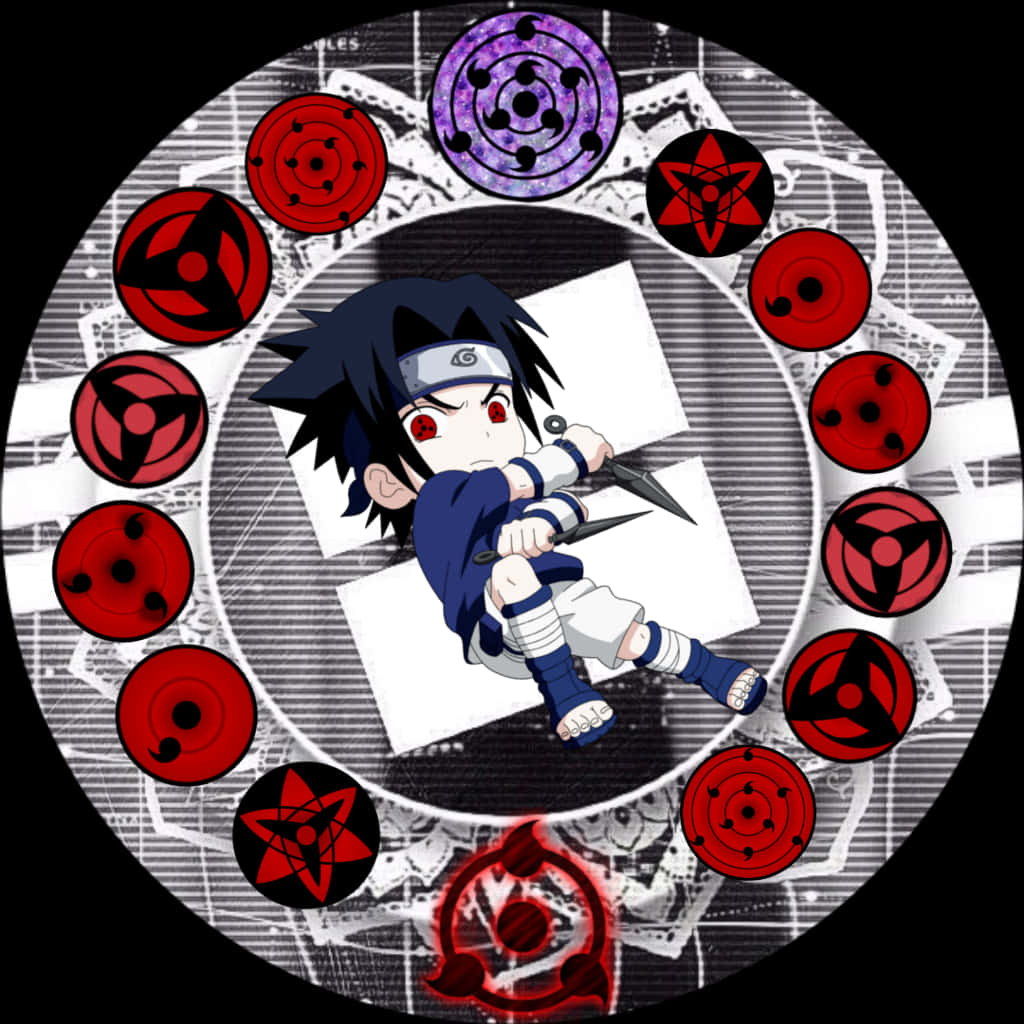Background ni Chibi Itachi Uchiha na Mangekyo Sharingan Wallpaper