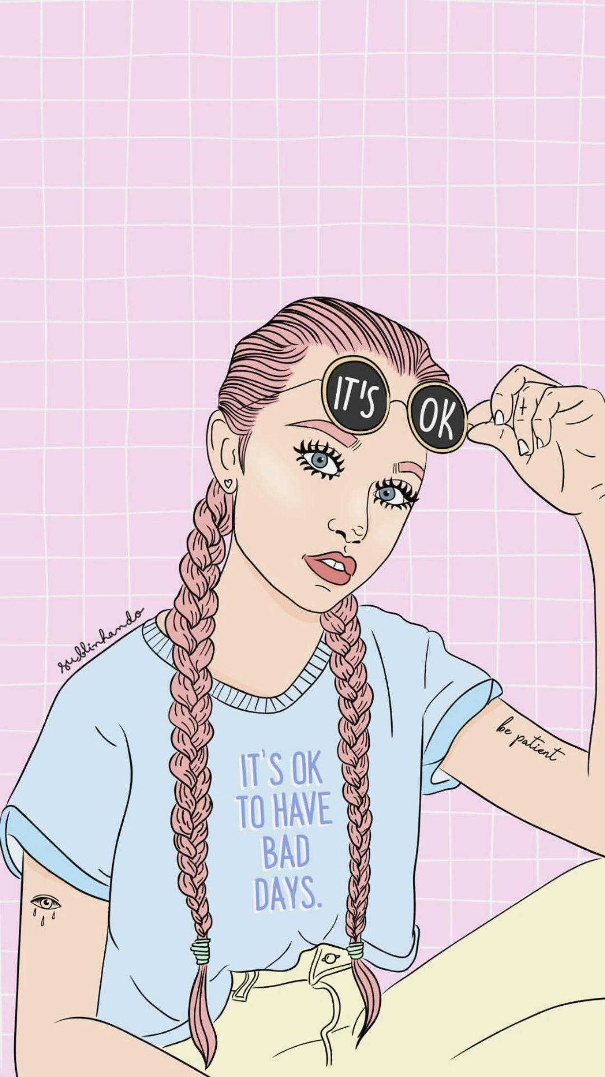 Baddie Cartoon Girl na Nagpapalaganap ng Positibong Vibes Wallpaper