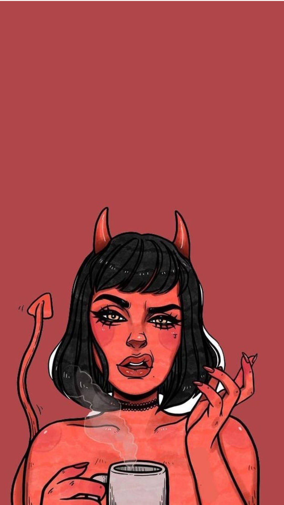 Baddie Cartoon Girl na Naka-Devil Outfit Wallpaper