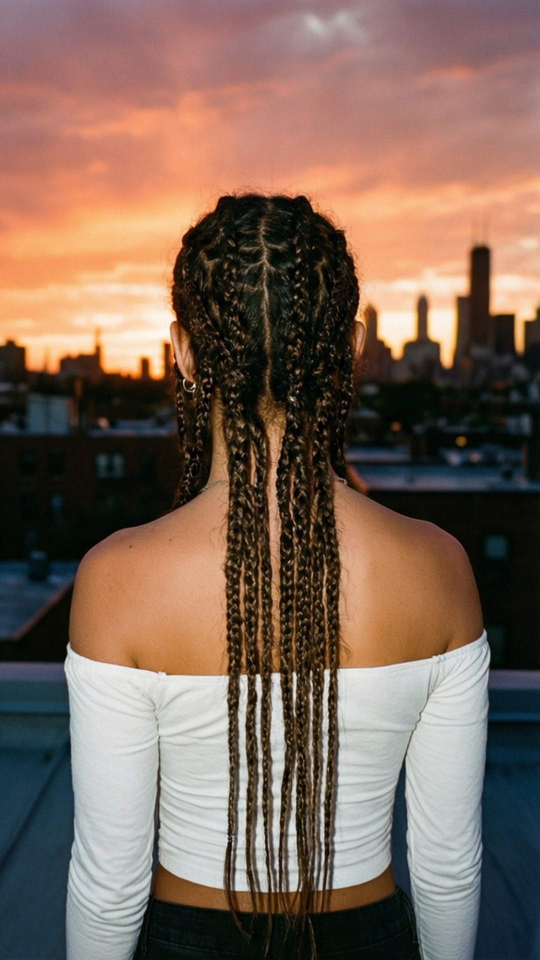 Baddie sa Rooftop sa Paglubog ng Araw Wallpaper