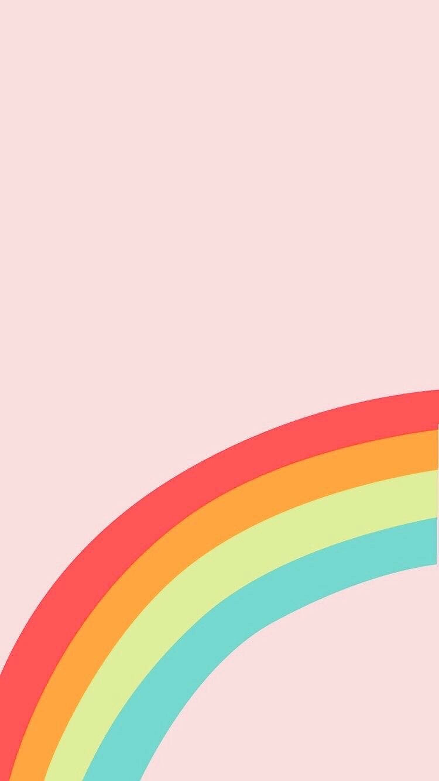 Bahaghari ng Pastel sa Pastel Pink na Background Wallpaper