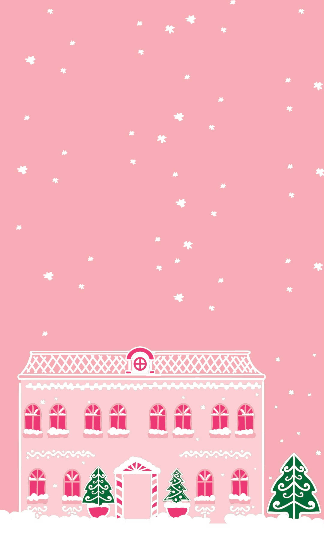 Bahay Paskong Kulay Rosas at Cute Wallpaper