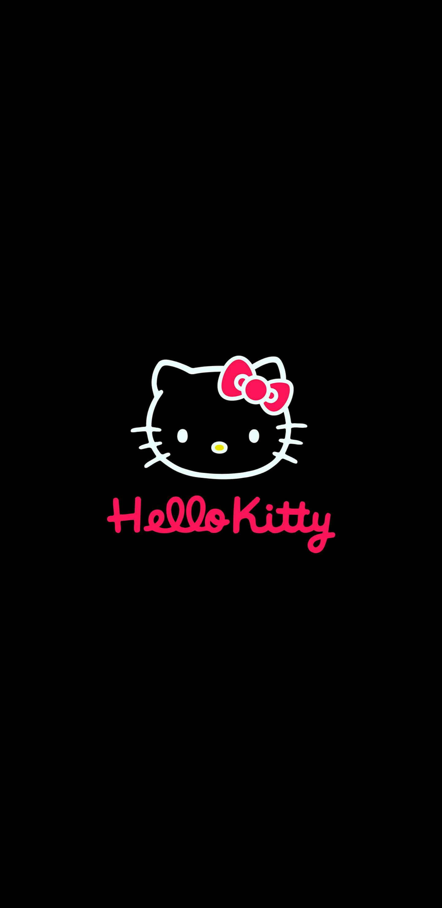 Balangkas ng Mukha ni Hello Kitty na Itim Wallpaper