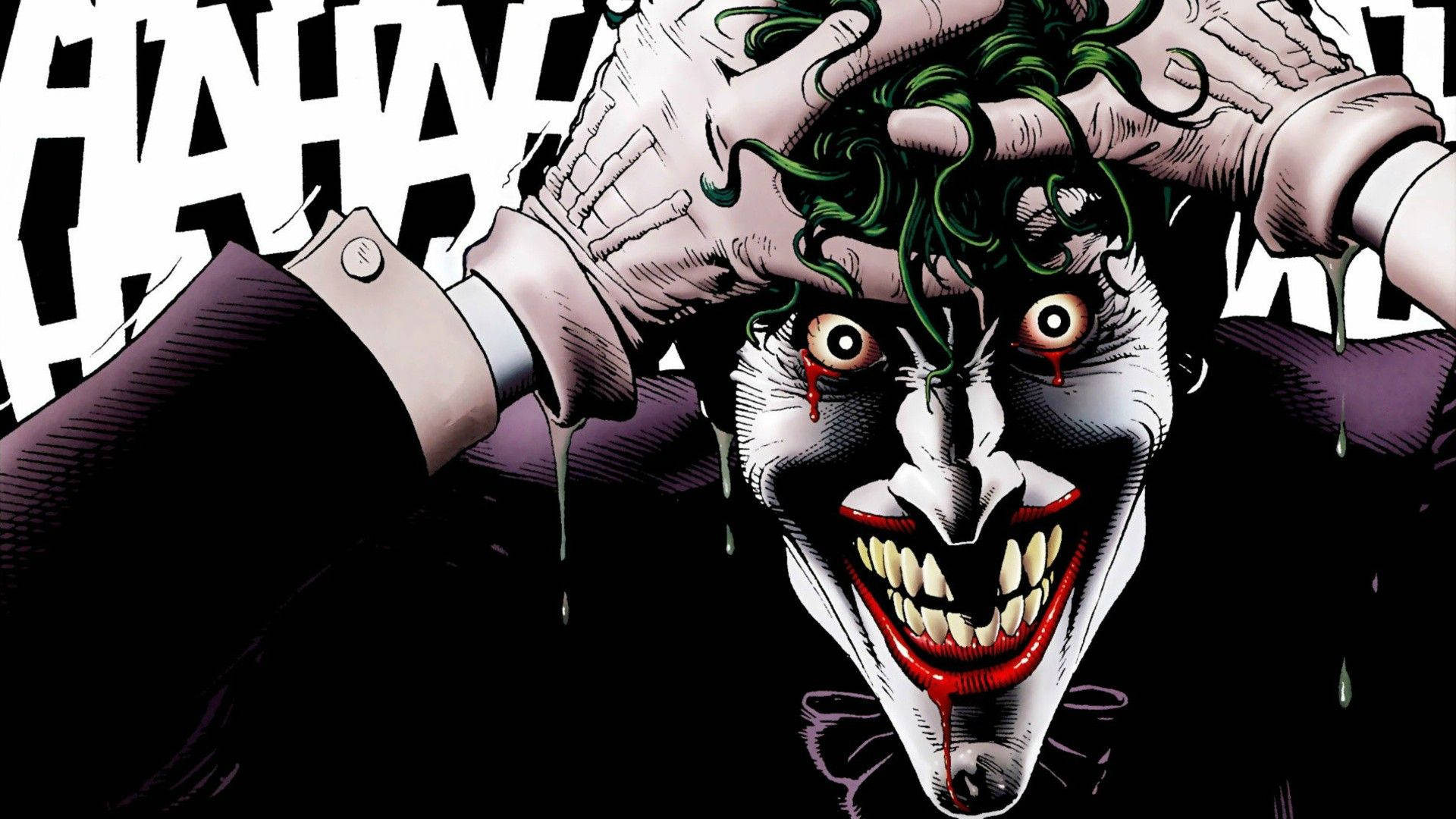 Baliw na Joker na Dumudugo ang Mukha Wallpaper