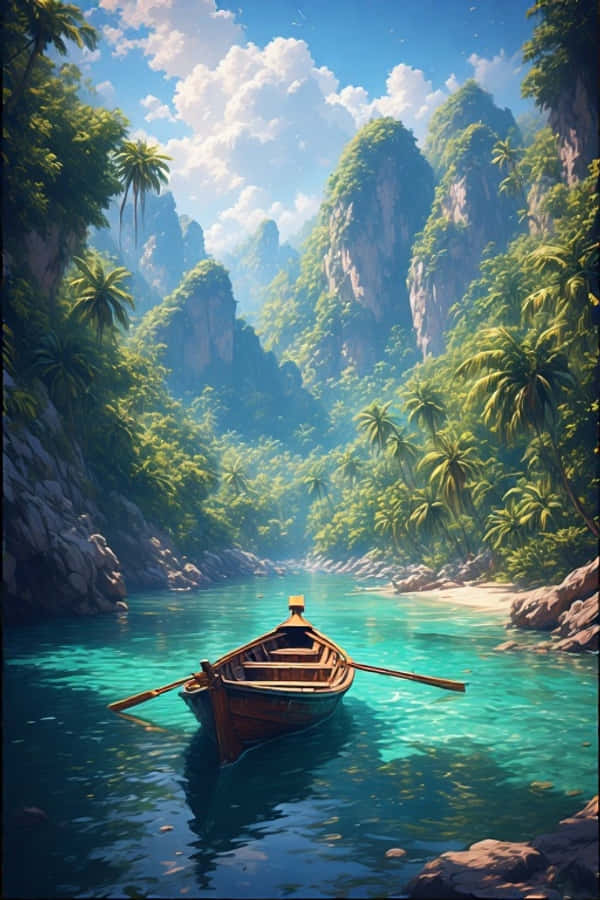 Bangka at Banginang Apog na may mga Limestone Cliffs Tropical Paradise 4K Wallpaper
